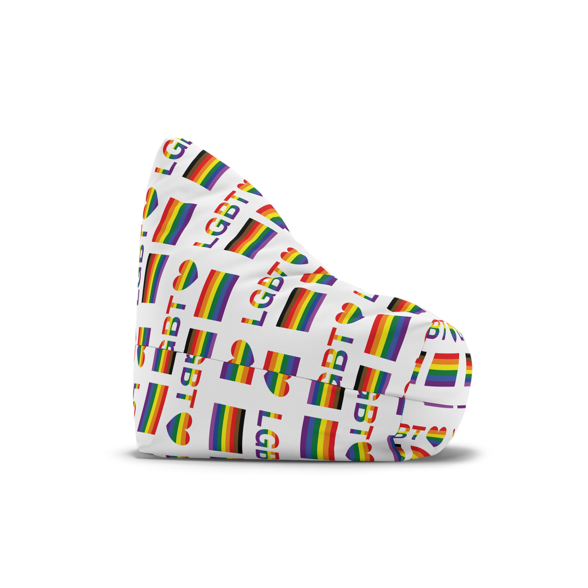 Lgbt Word Text Letter With Heart Rainbow Color Flag Isolated White Background Vector Illustrati Bean Bag Chair Cover - Image 3