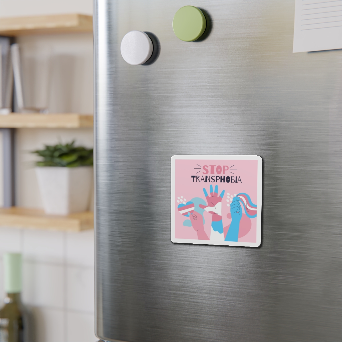 Hand Drawn Flat Design Stop Transphobia Concept Die Cut Magnets - Image 6