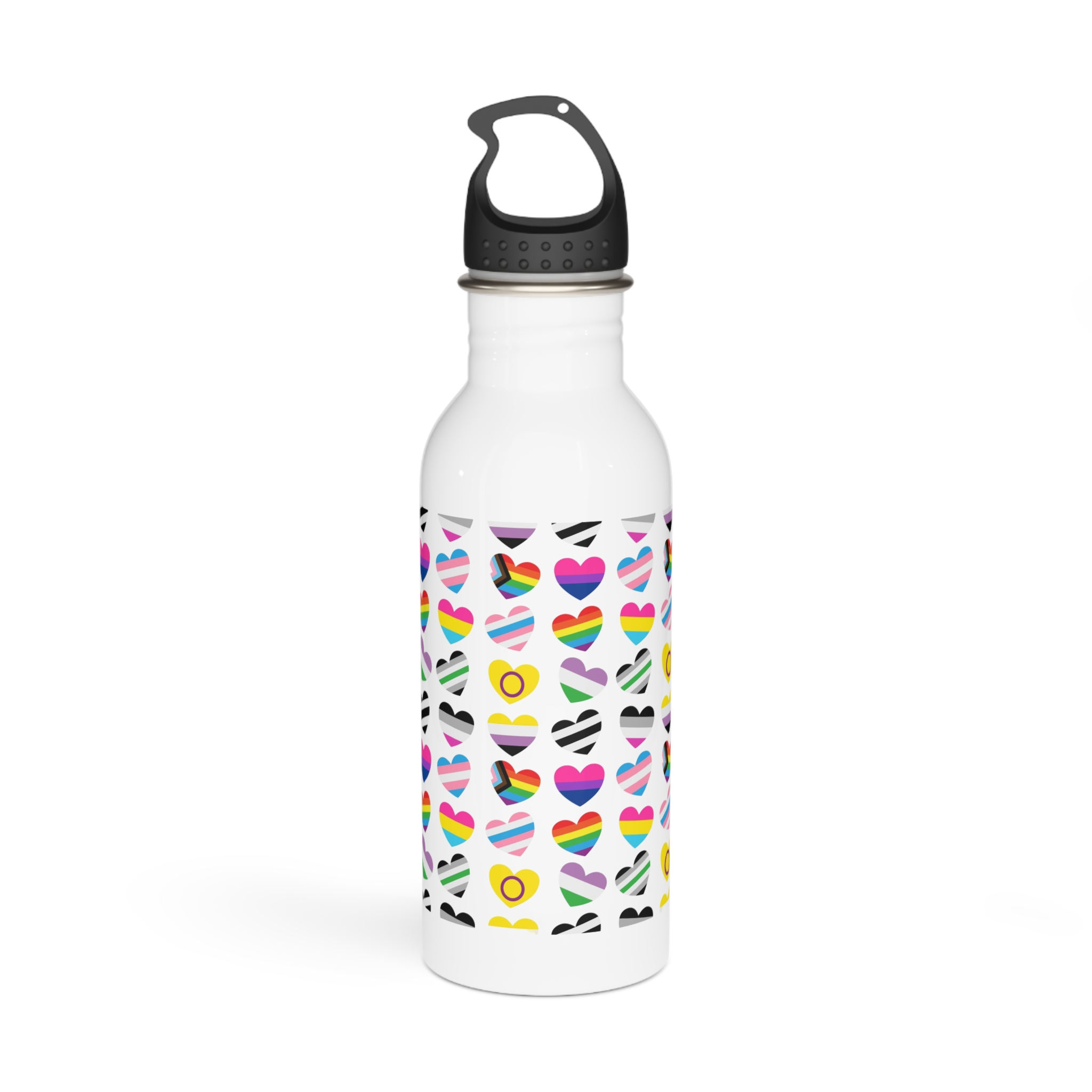 Vector Seamless Pattern Gender Lgbt Flag Heart (1) Stainless Steel Water Bottle