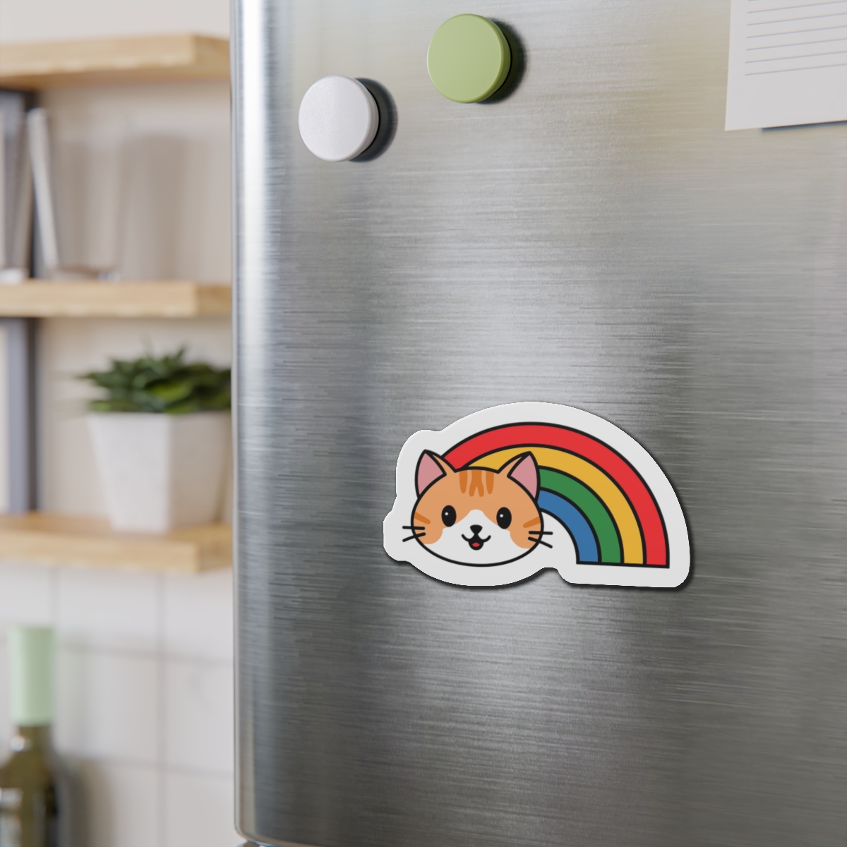 Cartoon Cat Head Illustration With Rainbow Happy Expression(1) Die Cut Magnets - Image 12