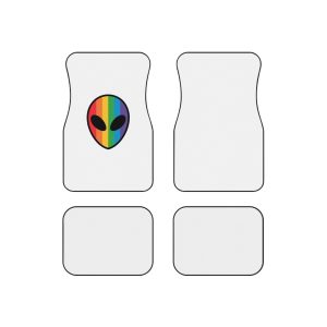 Rainbow Alien Head Lgbt Pride Illustration Car Mats Set Of 4