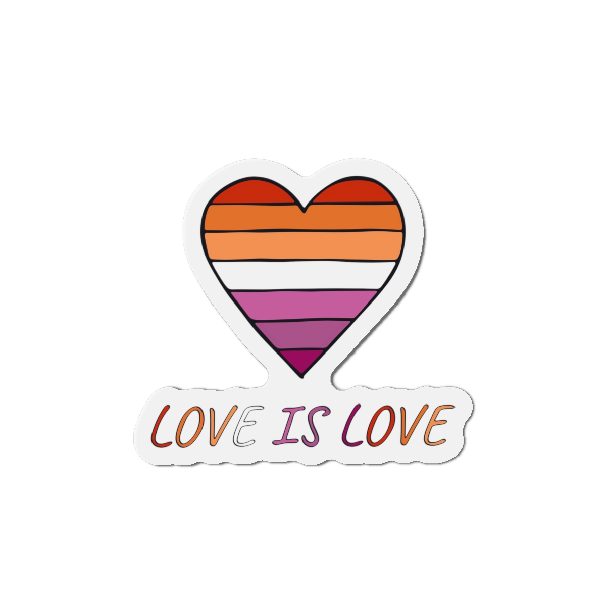 Colorful Heart Shape Lesbian Pride Flag Happy Pride Day Lgbtqia Community Pride Month Vector Hand Drawn Doodle Posters Stickers Logo Cards(1) Die Cut Magnets - Image 10