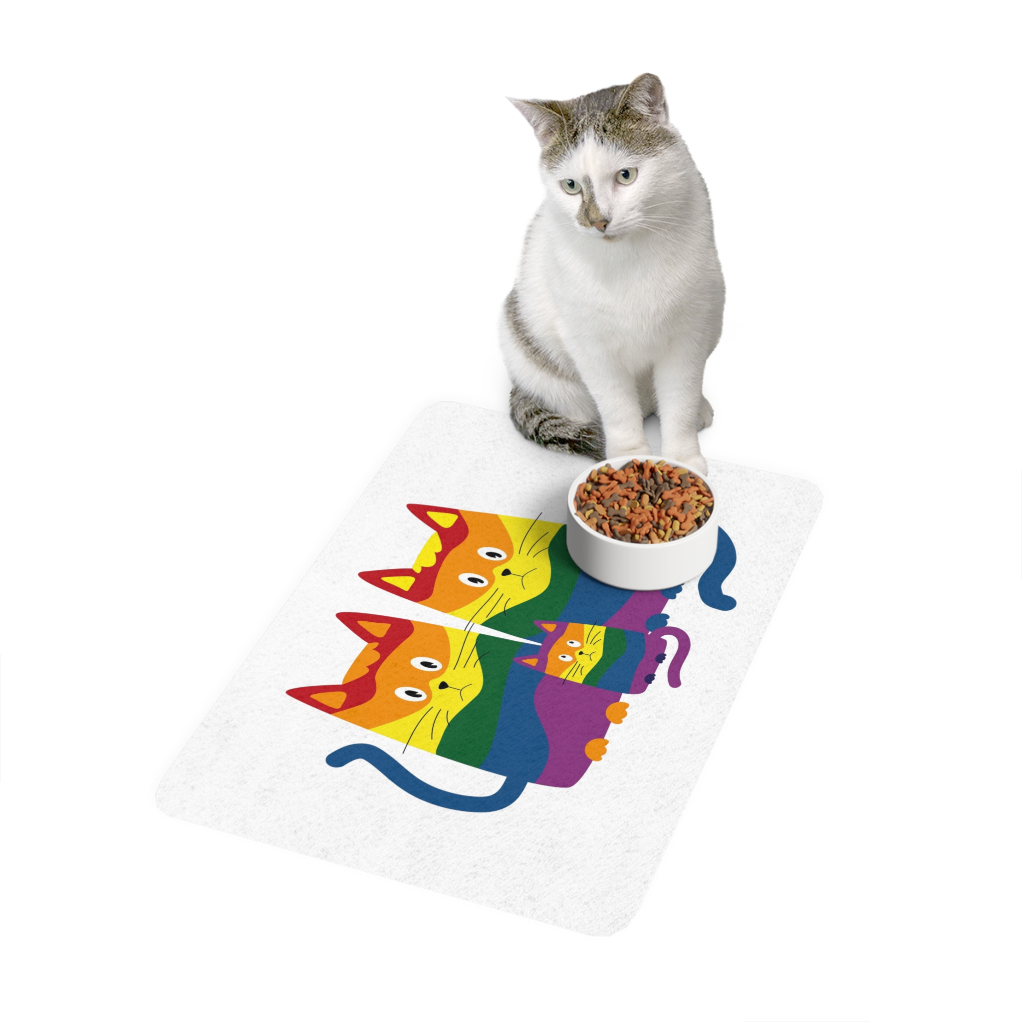Lgbt Cats Samesex Love Like Everyone Else Cute Cartoon Cats Vector Copyspace Pet Food Mat 12x18 - Image 3