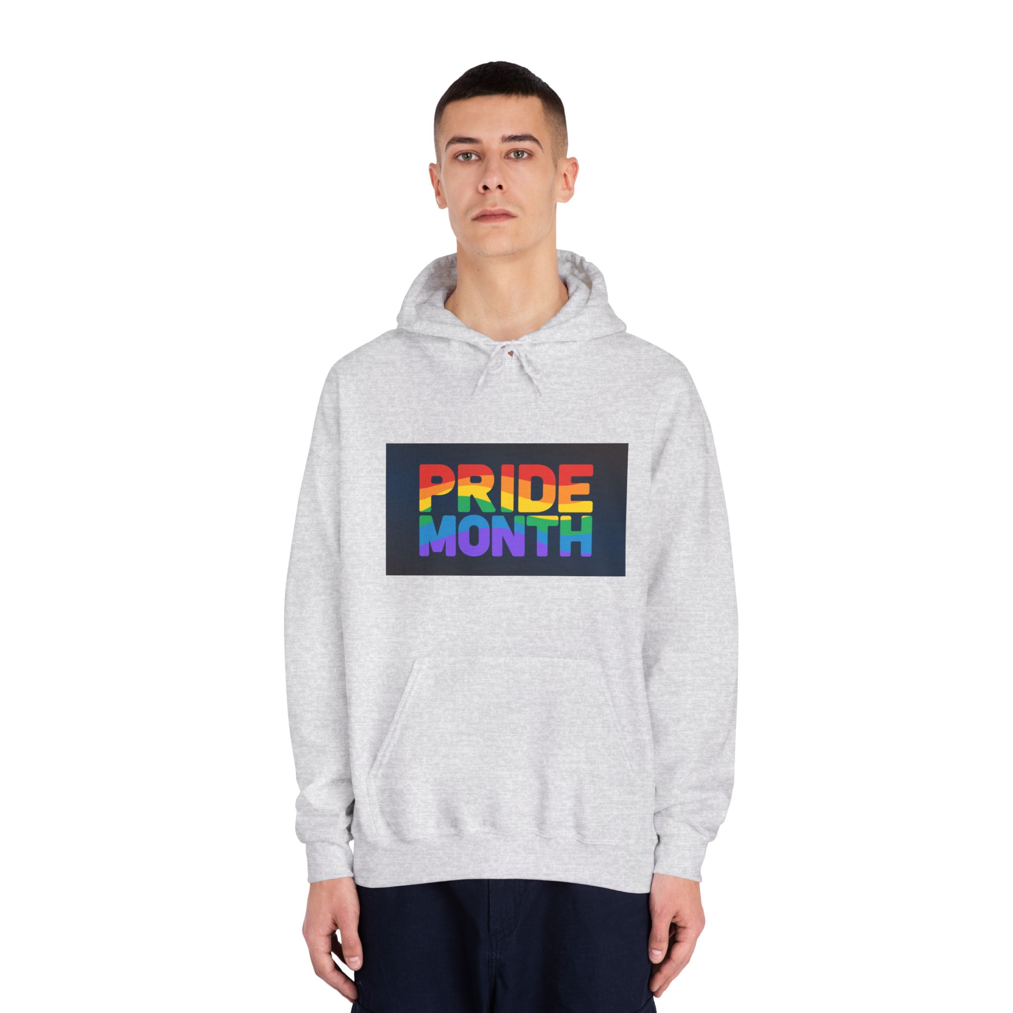 Lgbt Pride Rainbow Flag Lettering Banner Poster Social Media Pride Calligraphy With Unisex Dryblend Hooded Sweatshirt - Image 7