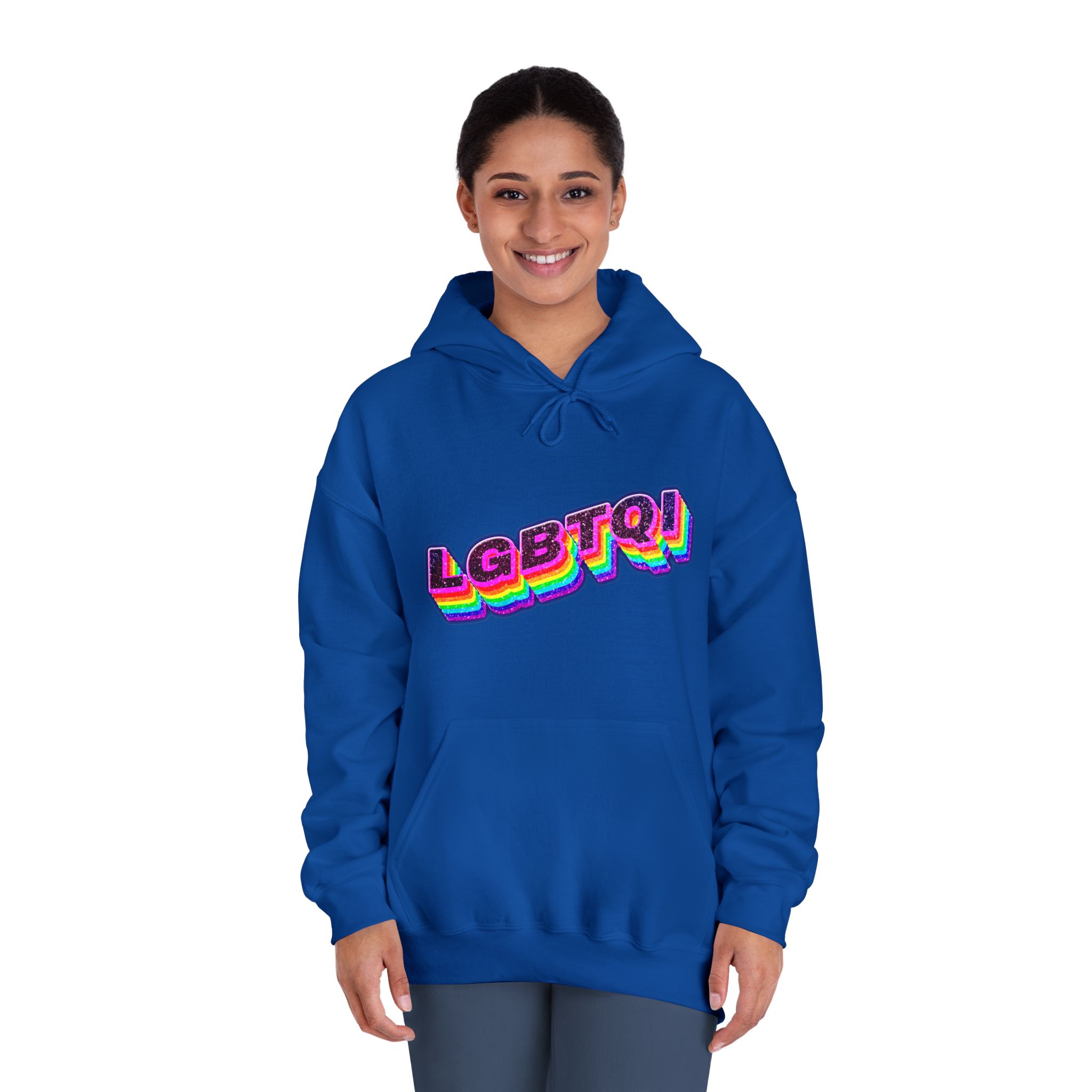 Lgbtqi 3d Word Glitch Png Unisex Dryblend Hooded Sweatshirt - Image 28