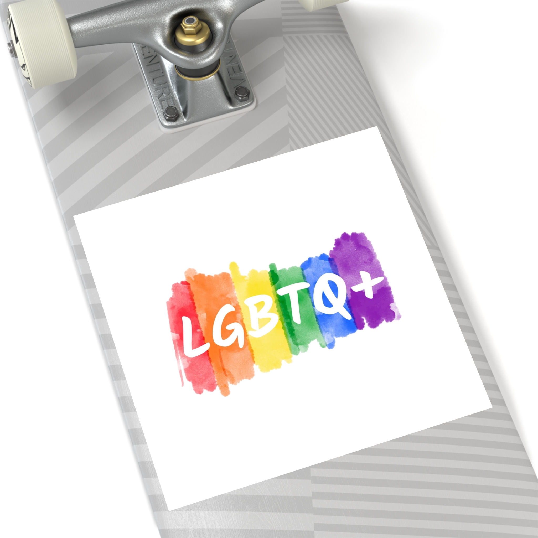 Lgbtq Logo Lettering Text Vector Rainbow Watercolor Paint Textured Colorful Stripes Laminate Stickers Square - Image 60