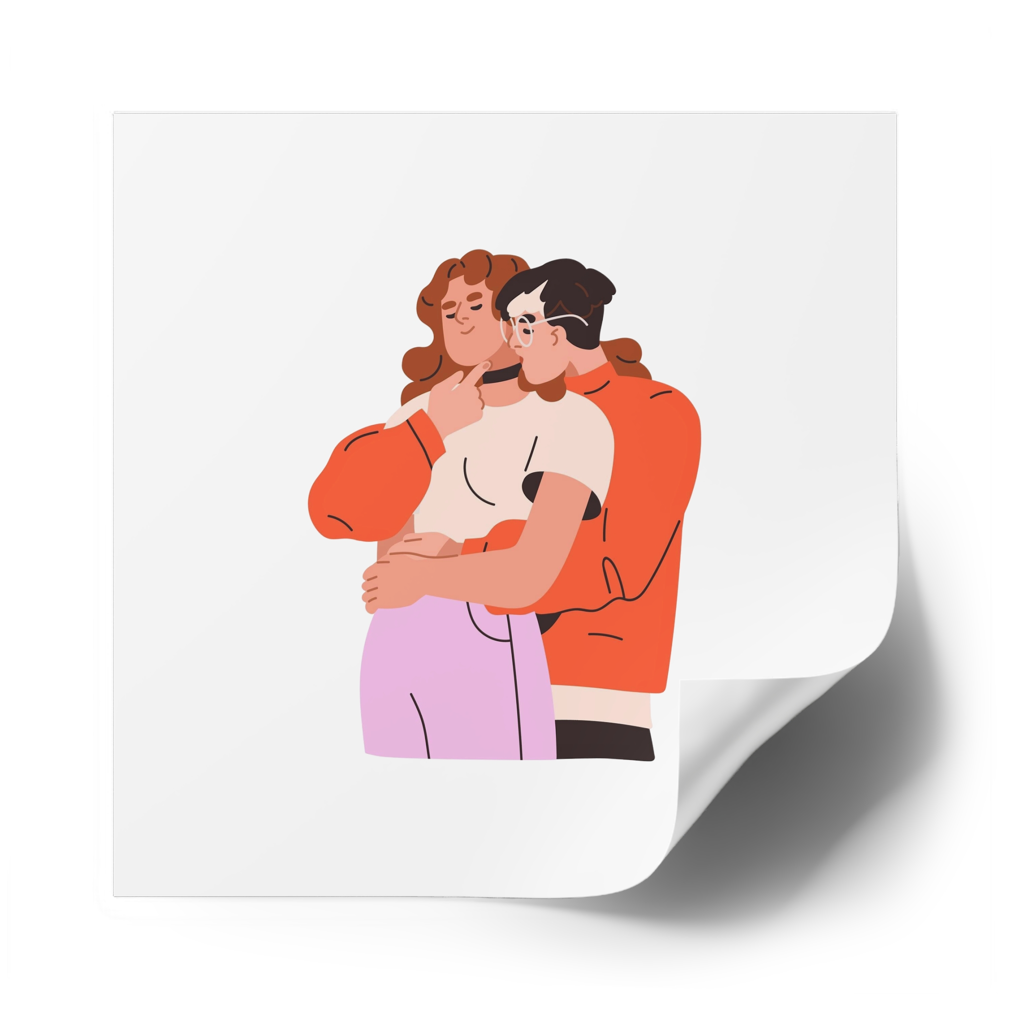 Lesbian Love Couple Girl Kissing Girlfriends Neck Female Lovers Passion Lgbt People Enamored Valentines Romantic Relationships Flat Graphic Vector Illustration Isolated White Background Laminate... - Image 54