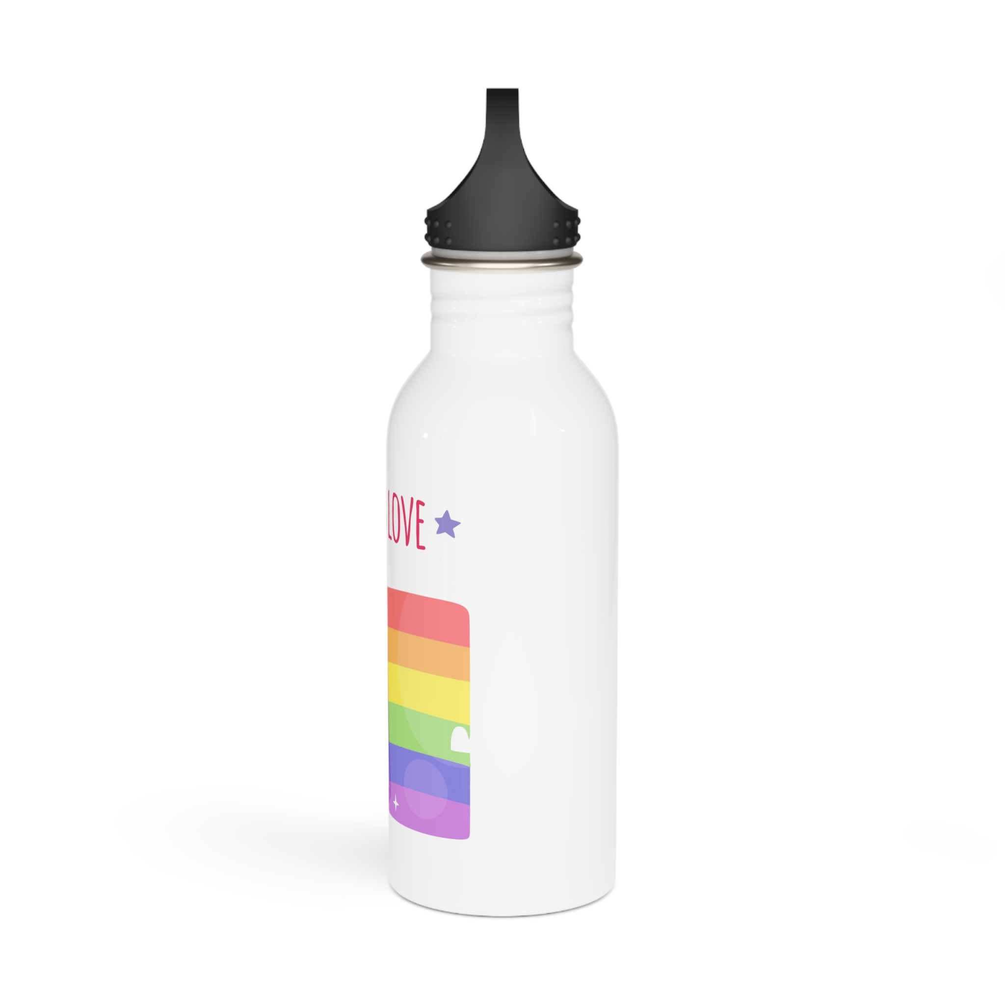 Pride Day Flag With Love Stainless Steel Water Bottle - Image 4