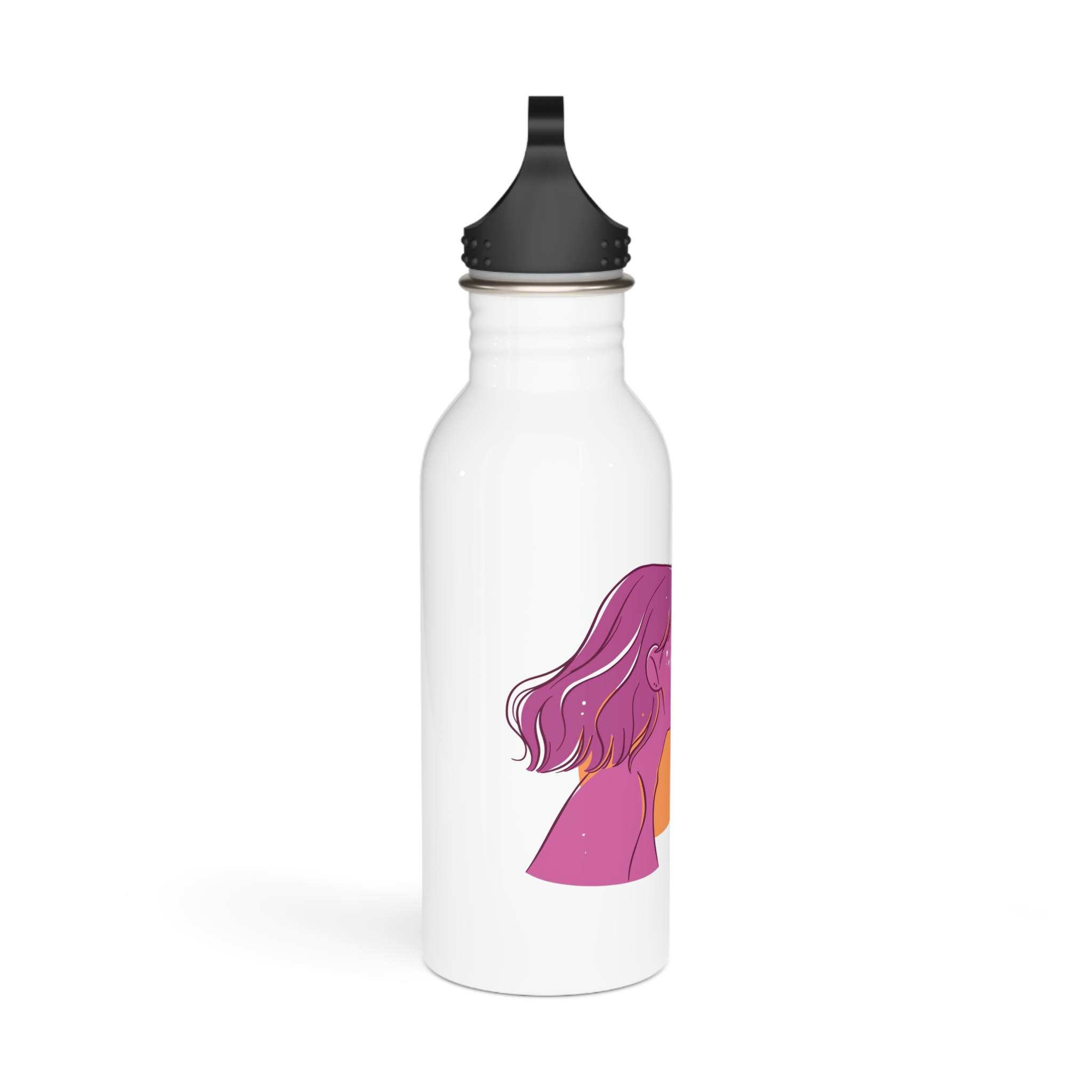 Hand Drawn Affectionate Lesbian Kiss (3) Stainless Steel Water Bottle - Image 2