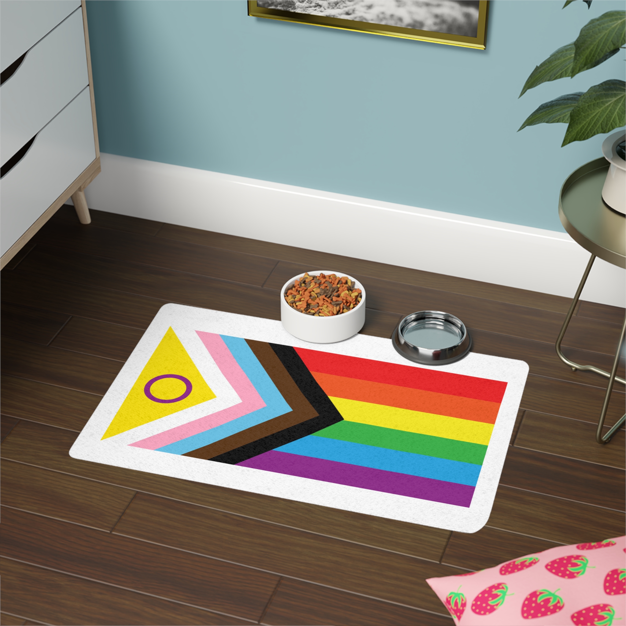 Intersex Inclusive Progress Pride Flag Pet Food Mat 12x18 - Image 4