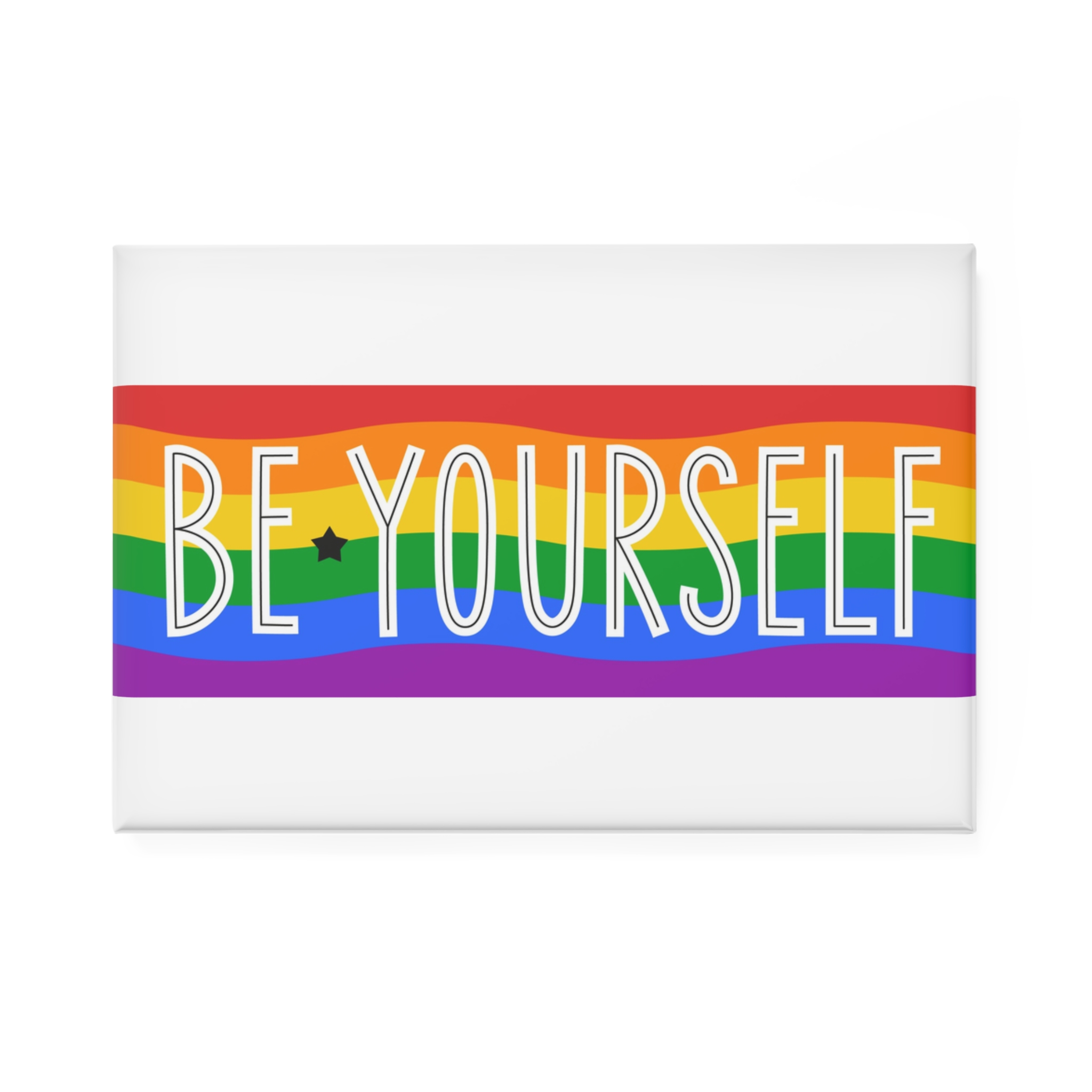 Be Yourself Phrase With Lgbtqia Flag Background Button Magnet Rectangle 1 And 10 Pcs - Image 5