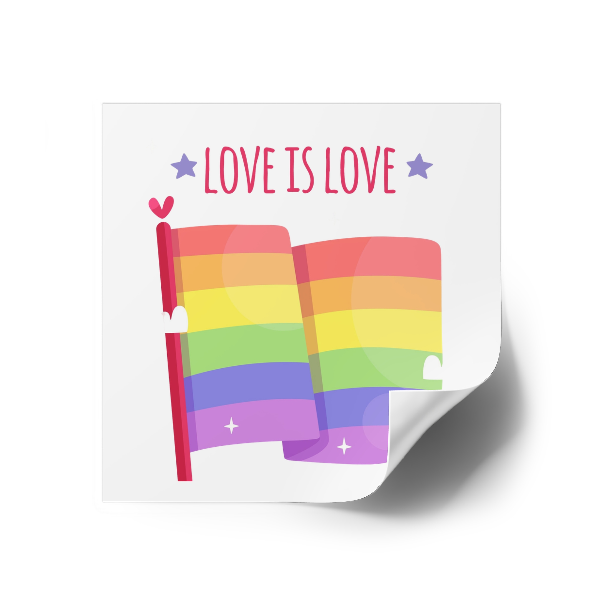 Pride Day Flag With Love Laminate Stickers Square - Image 26