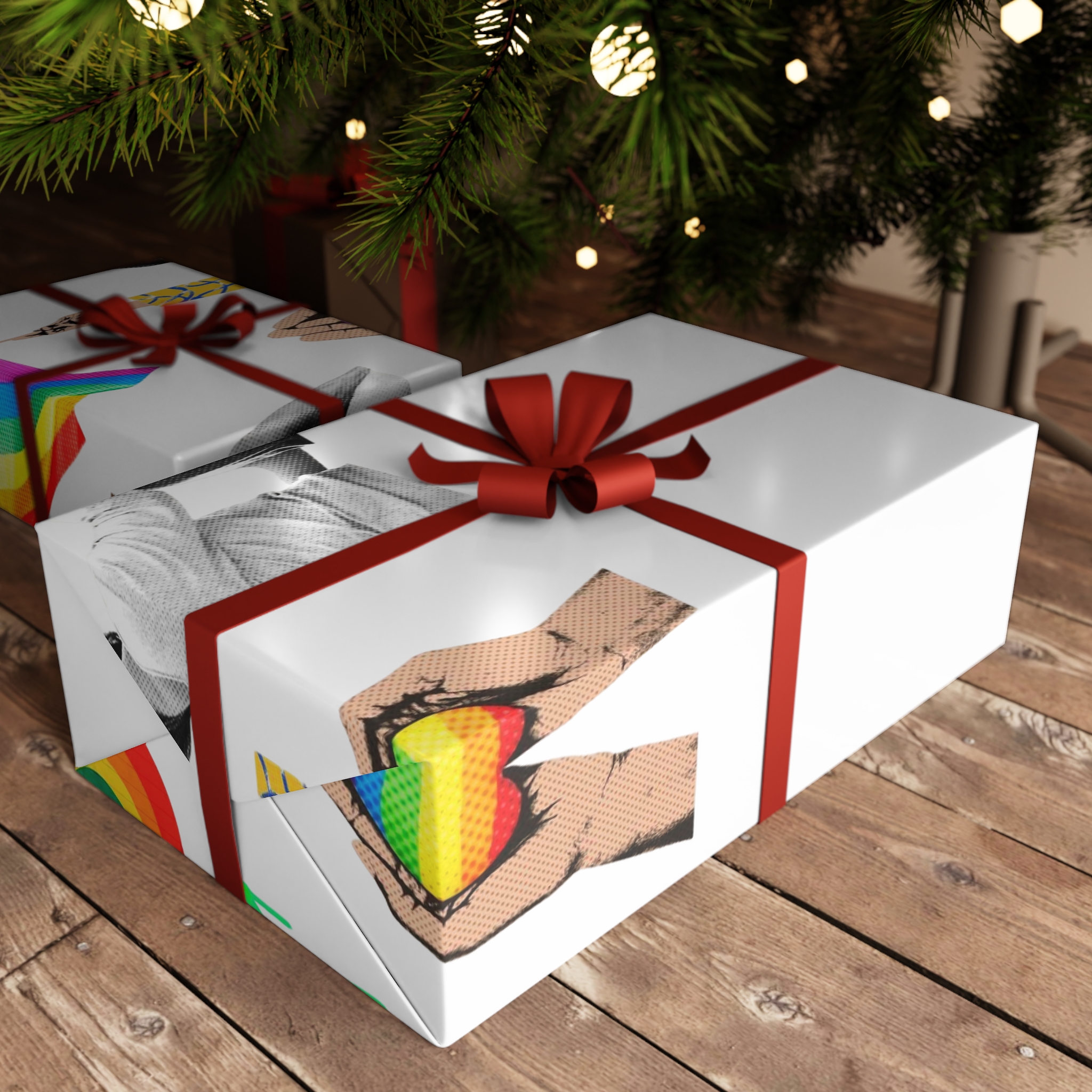 Gay Pride Sticker Rainbow Elements Set Vector Gift Wrapping Paper Sheets 1pc - Image 6