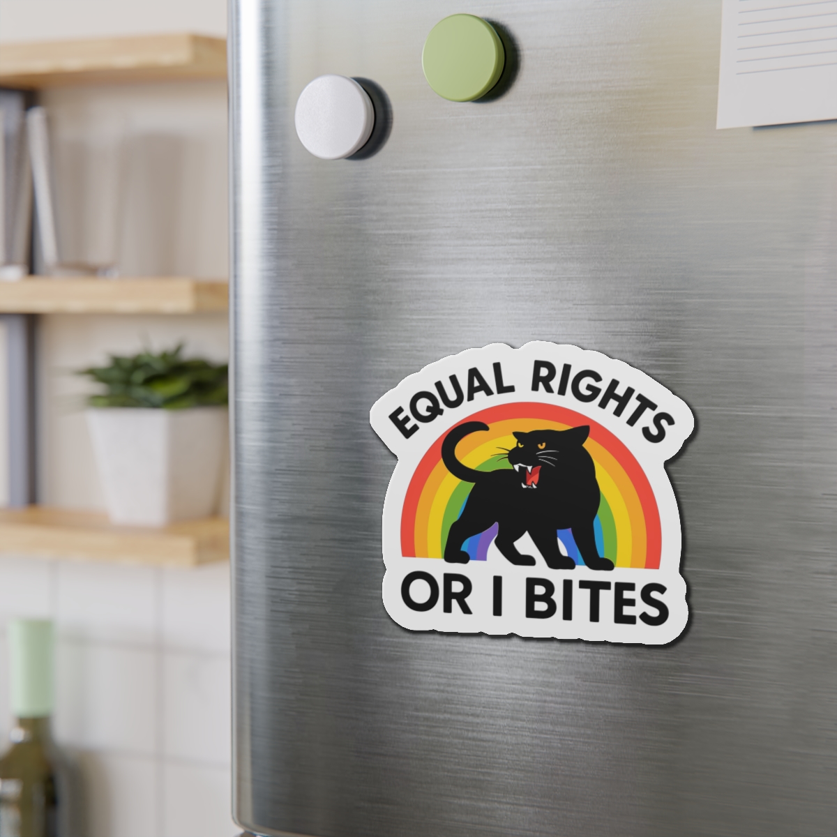 Comfort Colors Equal Rights I Bites Rainbow Cat Die Cut Magnets - Image 12