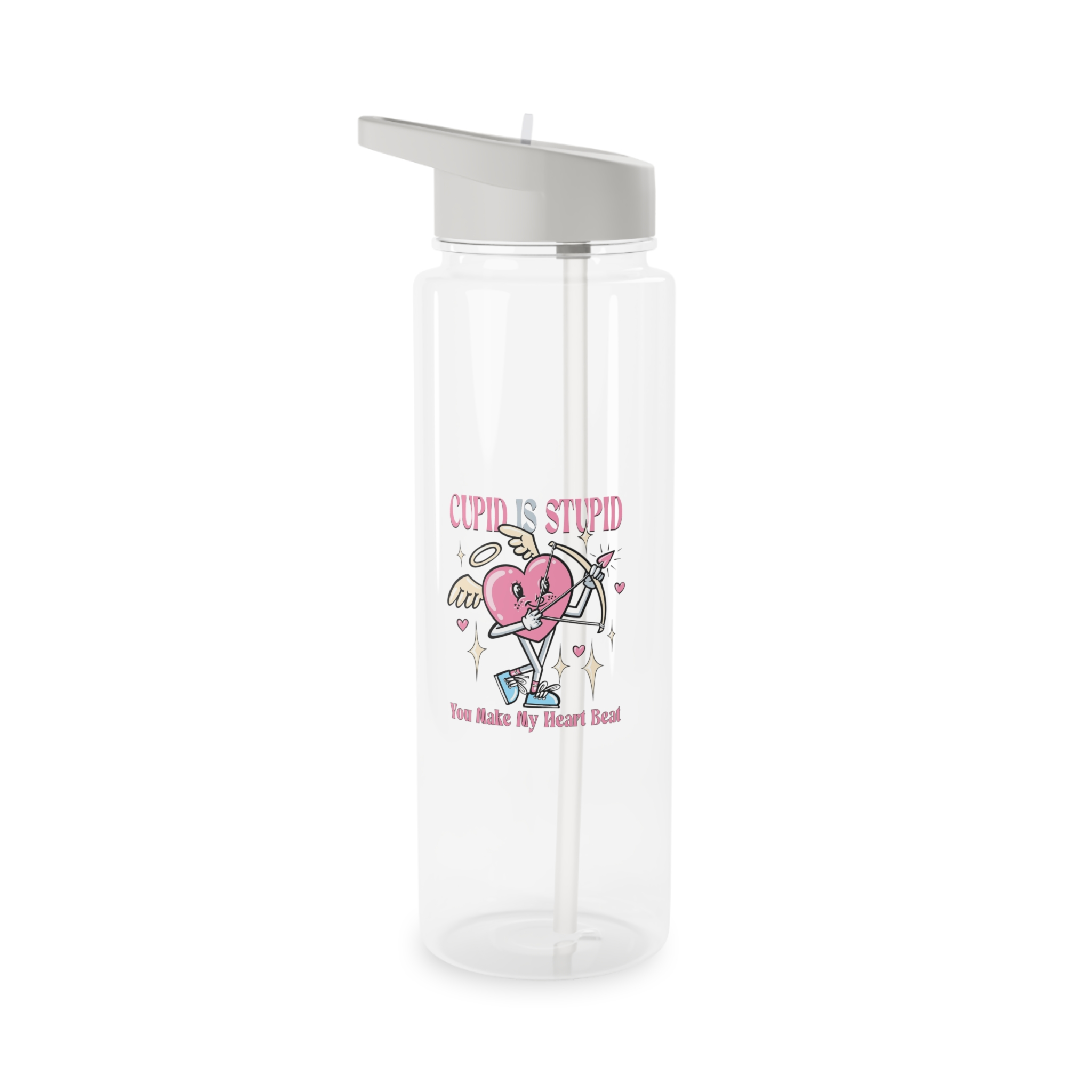 Love Cupid Holding Bow Tshirt Design Tritan Water Bottle - Image 5