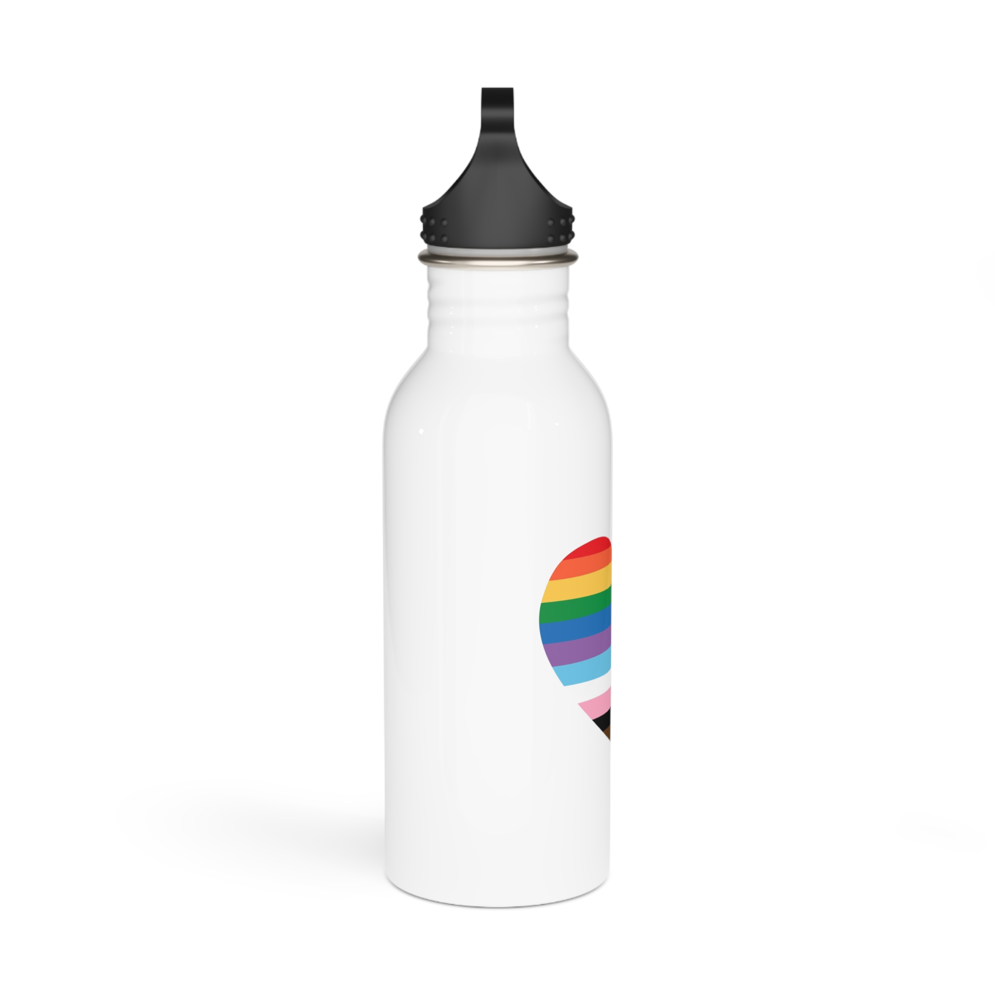 Inclusive Progress Pride Heart Symbol Stainless Steel Water Bottle - Image 2