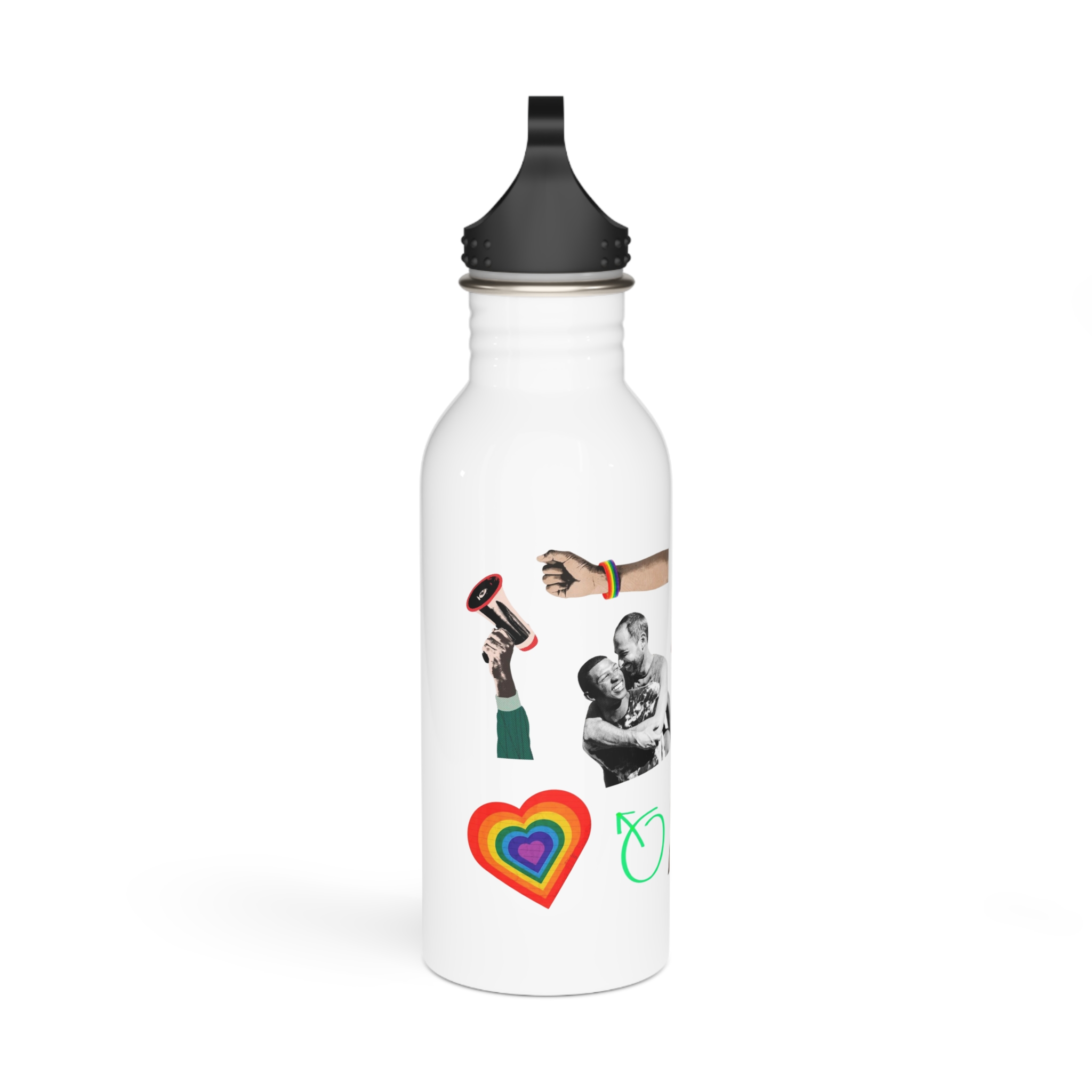 Gay Pride Sticker Rainbow Elements Set Vector Stainless Steel Water Bottle - Image 2