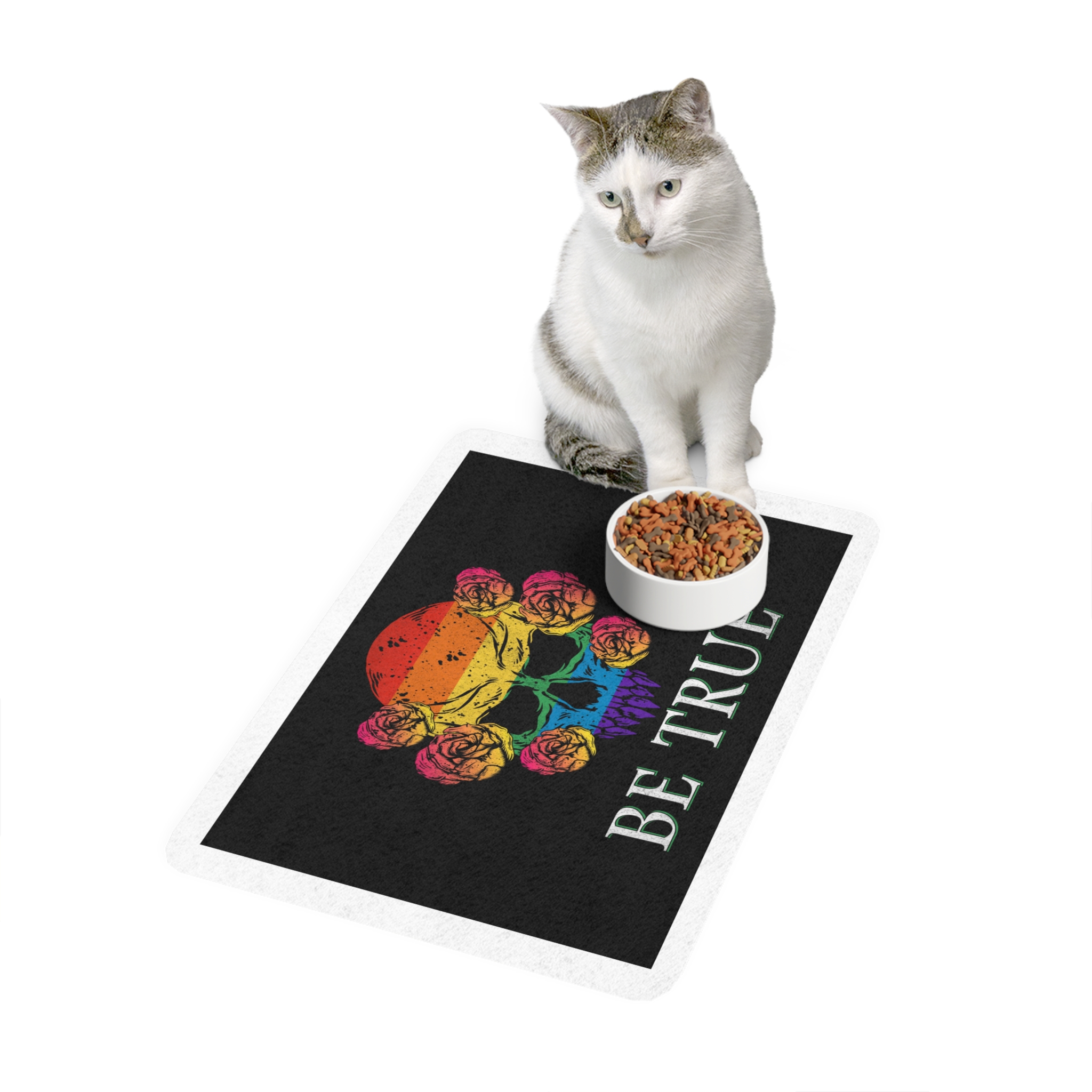 Skull Pride Rainbow Vintage Vector Premium T Shirt(1) Pet Food Mat 12x18 - Image 3