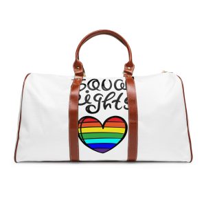 Equal Right Handwritten Text Heart Rainbow Motto Vector Print Waterproof Travel Bag