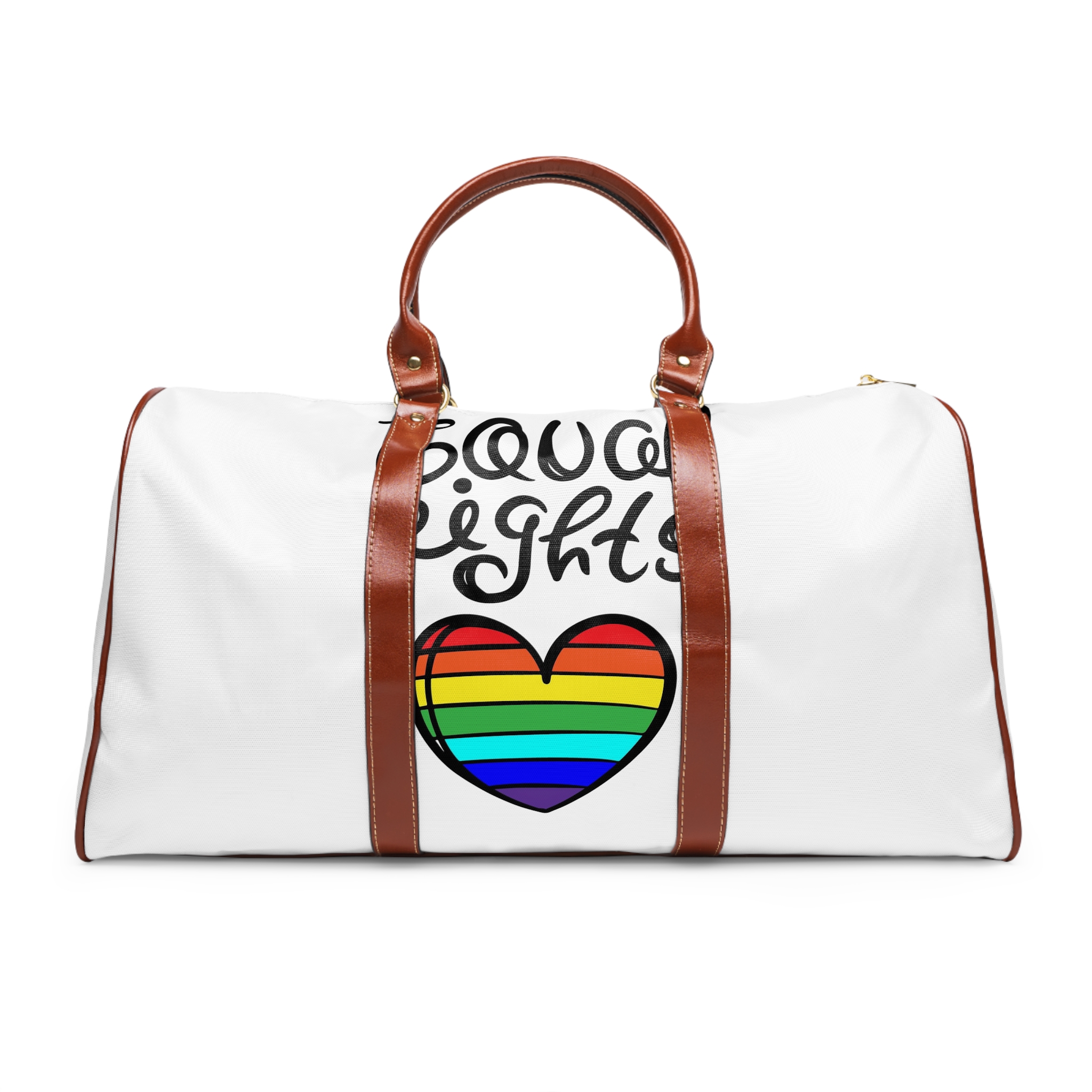 Equal Right Handwritten Text Heart Rainbow Motto Vector Print Waterproof Travel Bag
