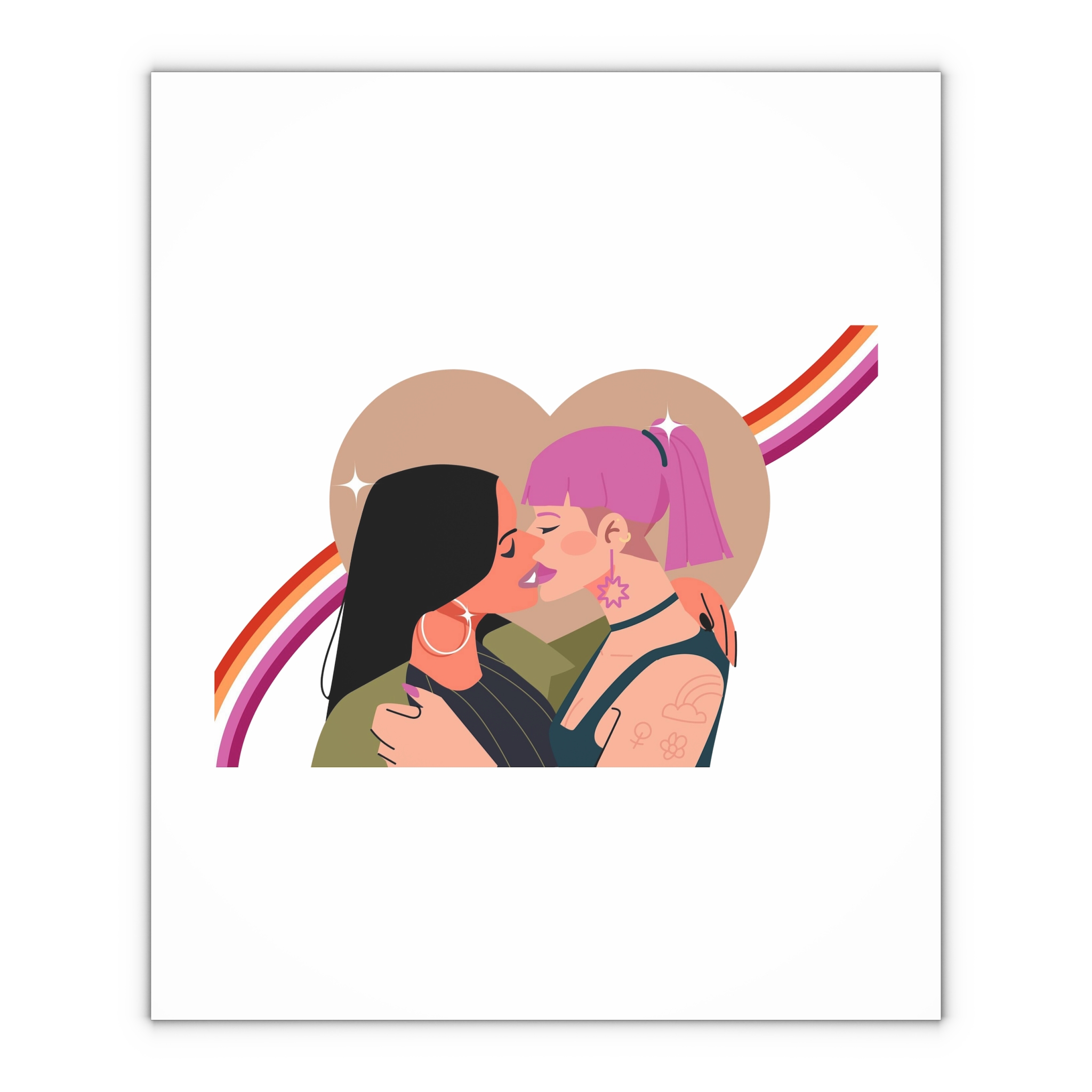 Hand Drawn Lesbian Kiss Gift Wrapping Paper Sheets 1pc - Image 4
