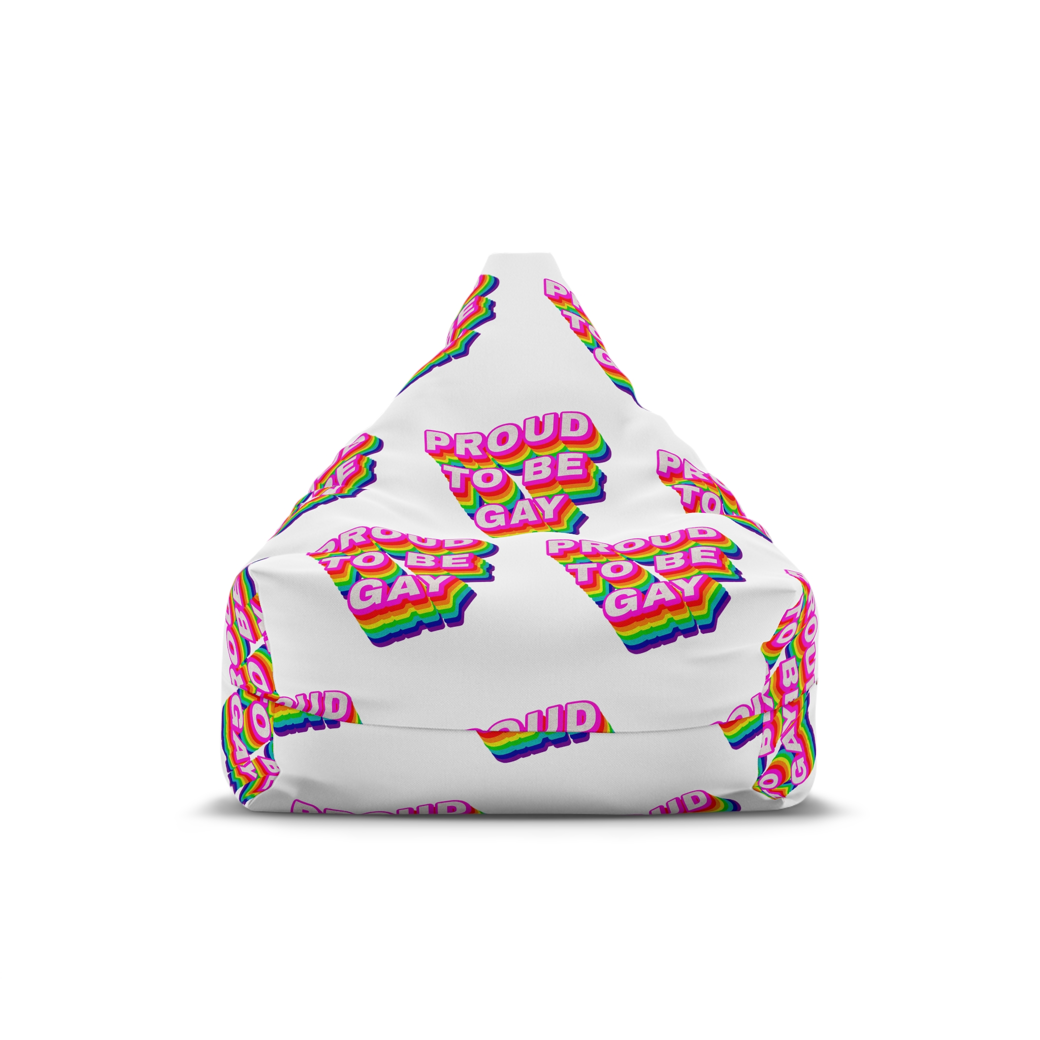 Rainbow Word Proud Be Gay Typography Design Element Bean Bag Chair Cover