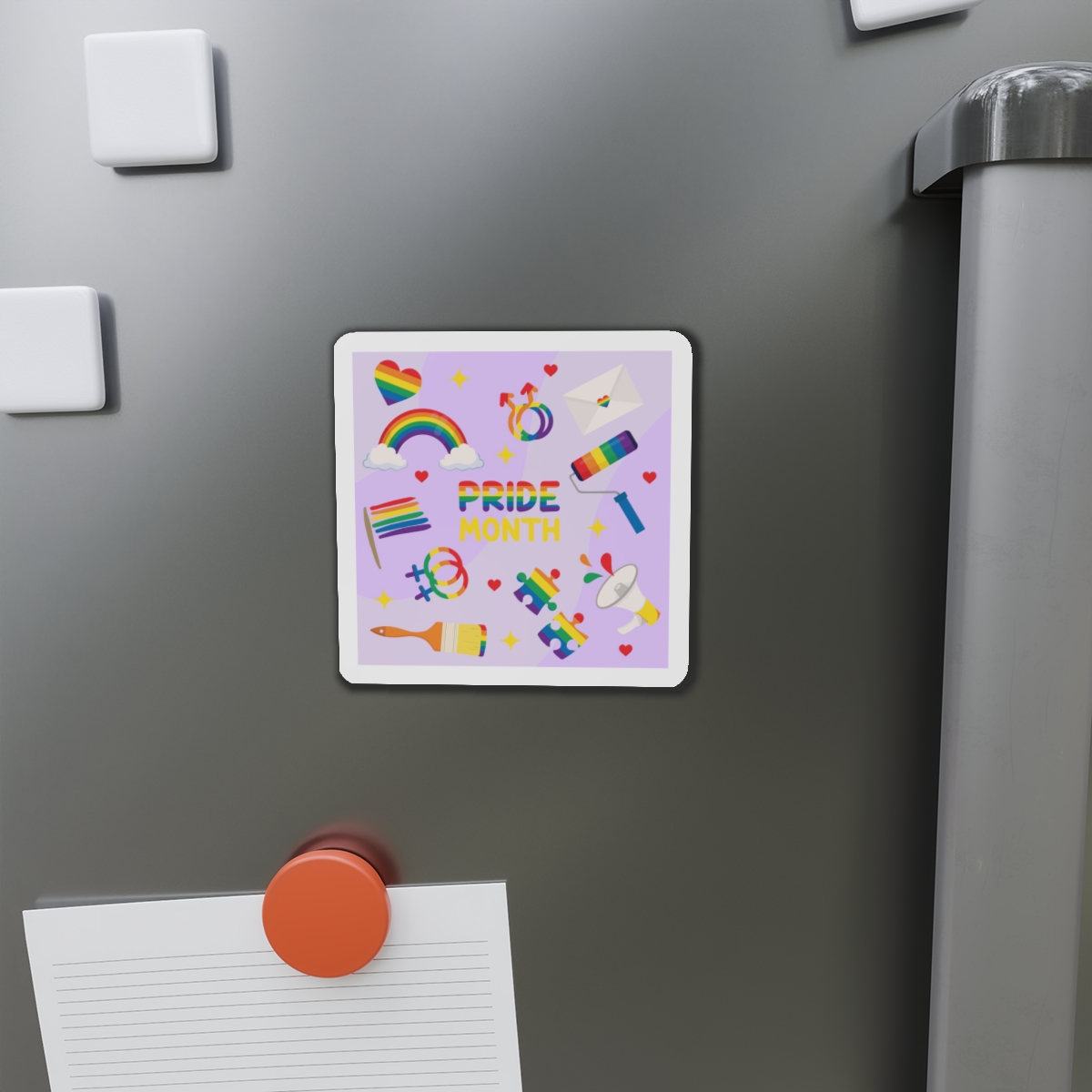 Pride Month Lgbtq Symbol Rainbow Colors Cute Elements Set Die Cut Magnets - Image 8