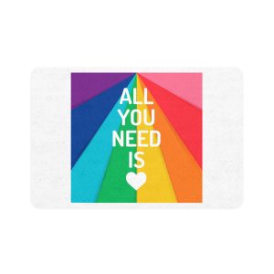 Rainbow Colored Background With All You Need Is Love Concept Pride Month Pet Food Mat 12x18