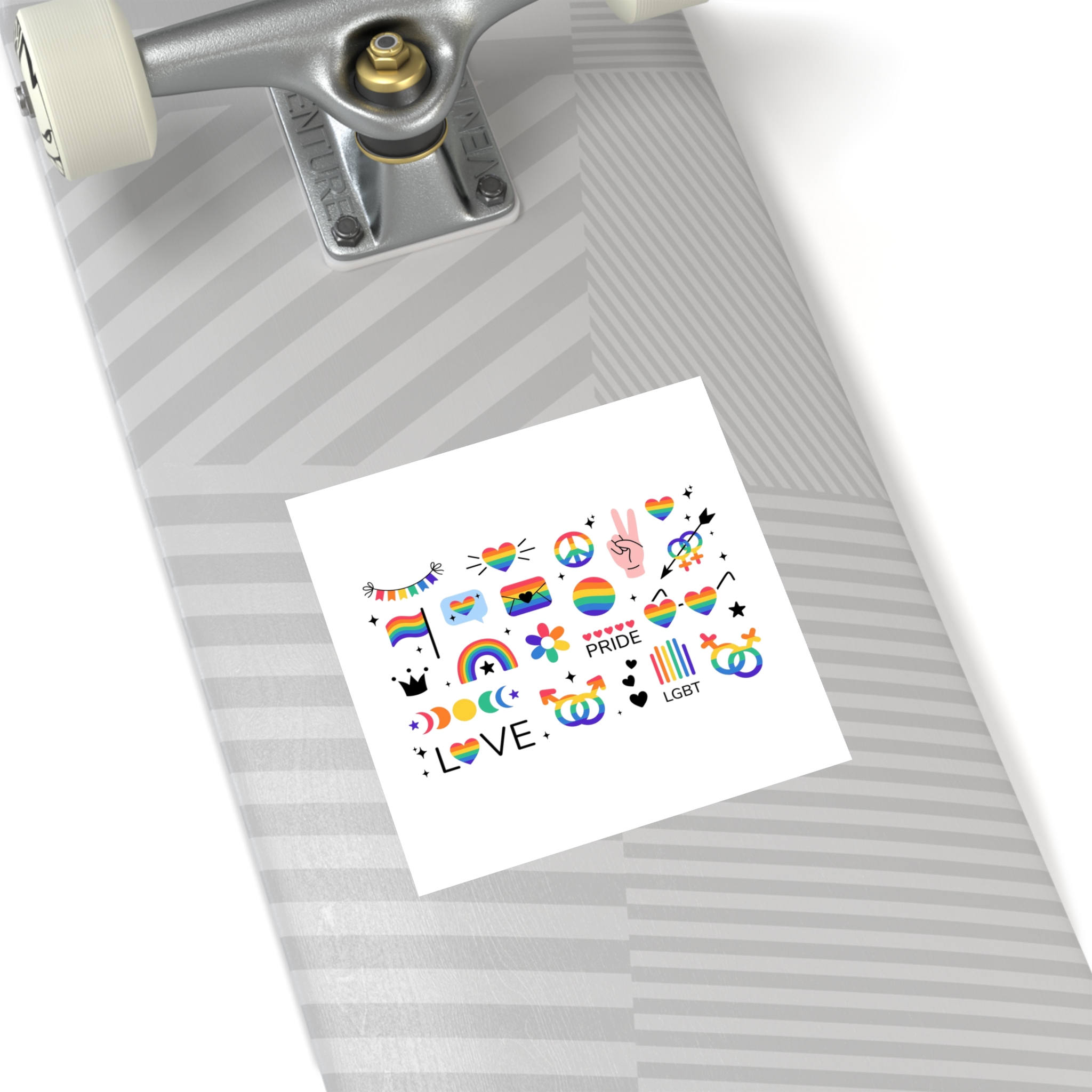 Lgbt Stickers Pack Doodle Style Lgbtq Set Lgbt Pride Community Symbols Rainbow Colored Element Laminate Stickers Square - Image 76