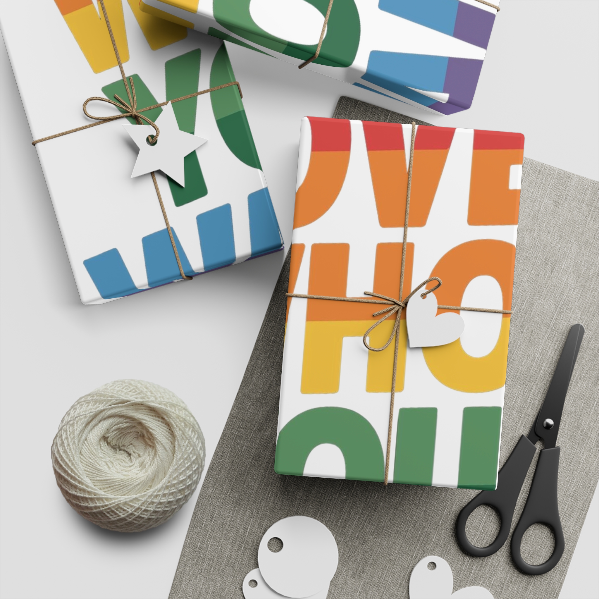 Rainbowcolored Text With Heart Symbol Saying Love Who You Want Gift Wrapping Paper Sheets 1pc - Image 5