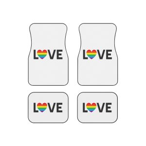 Vector Lgbt Rainbow Flag Love Heart Lettering Car Mats Set Of 4