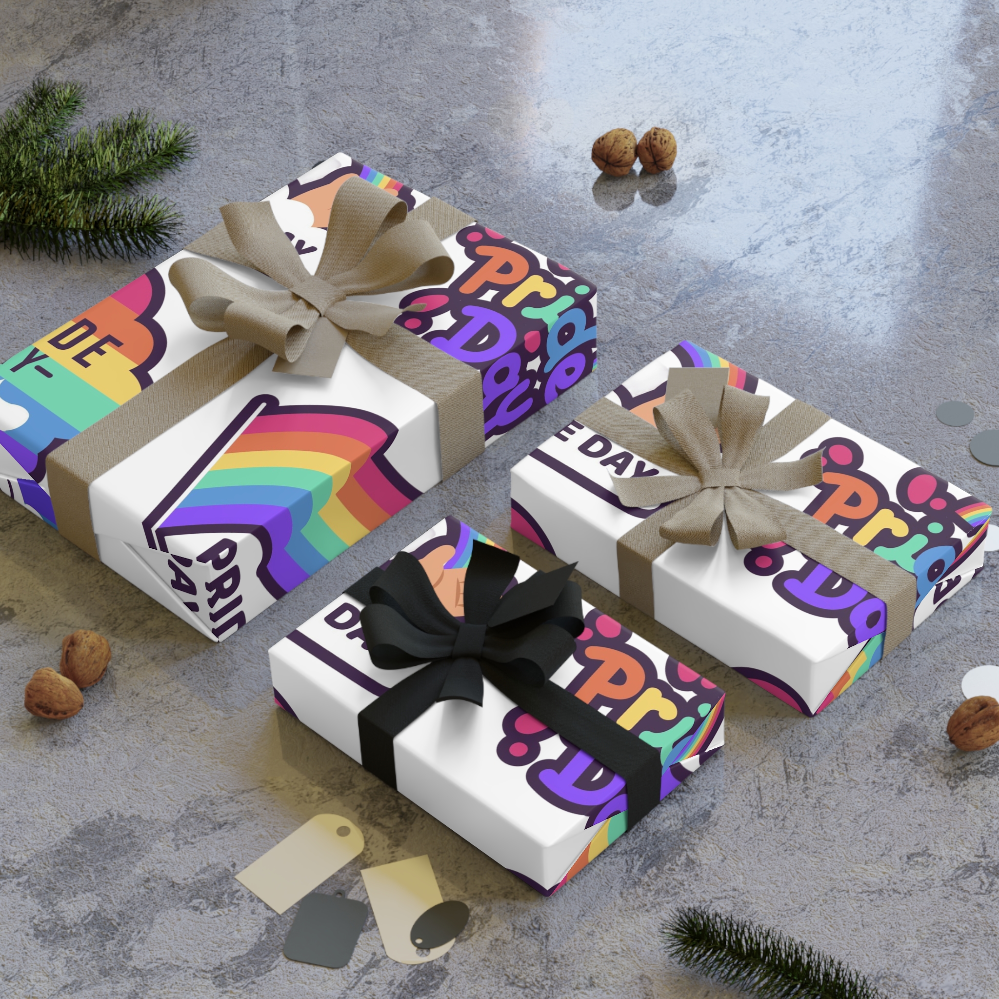 Labels With Pride Day Event Gift Wrapping Paper Rolls 1pc - Image 4