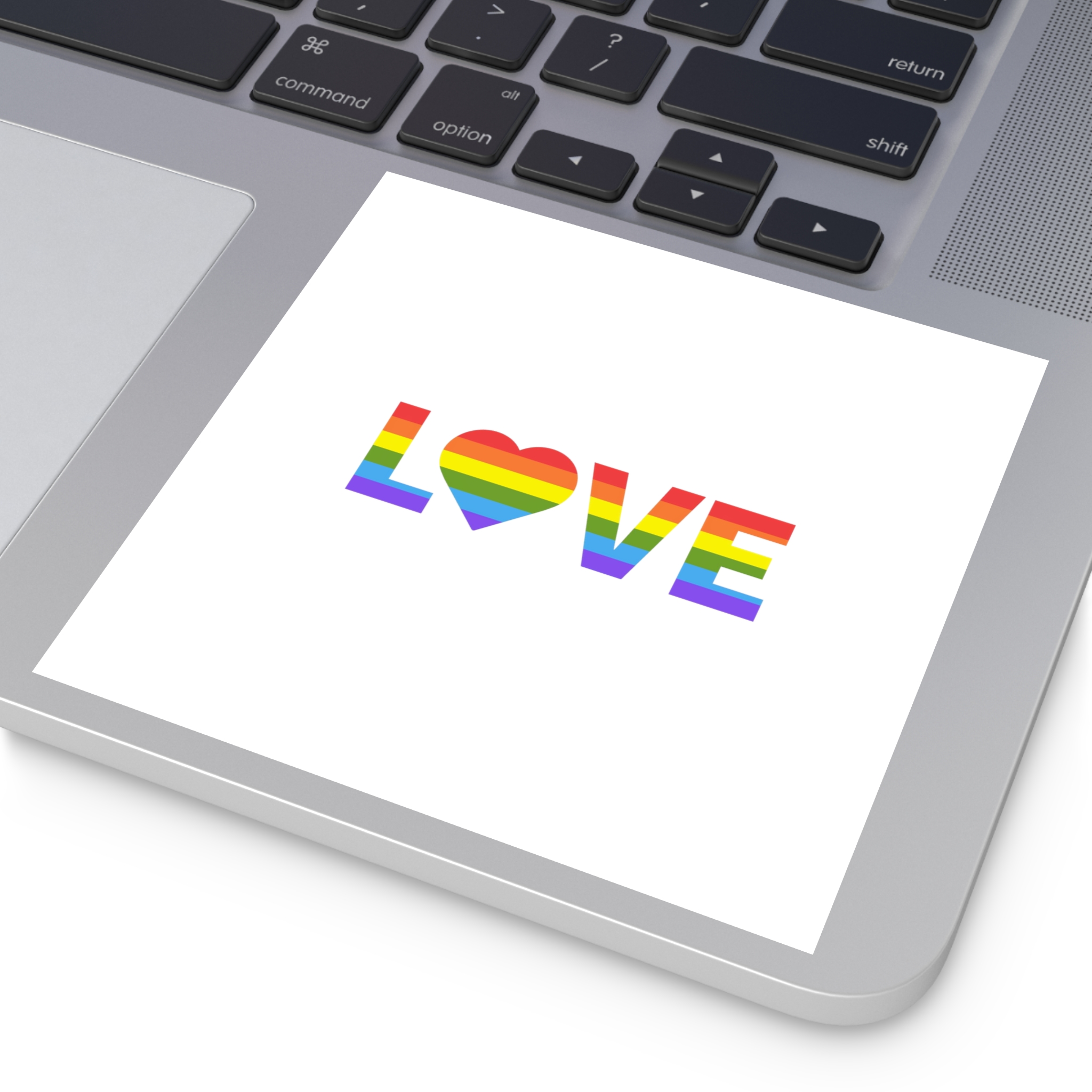 Love With Heart Rainbow Heart Shape Lgbtq Flag White Background Pride Month Laminate Stickers Square - Image 35