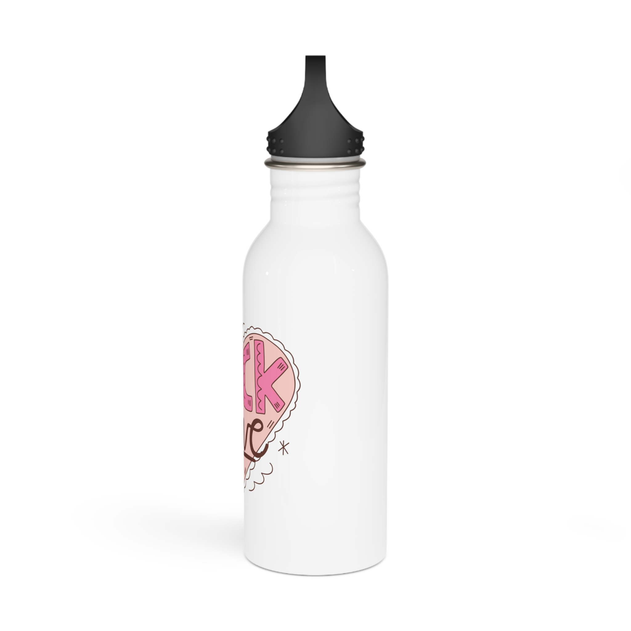 Hand Drawn No Love Illustration Stainless Steel Water Bottle - Image 4