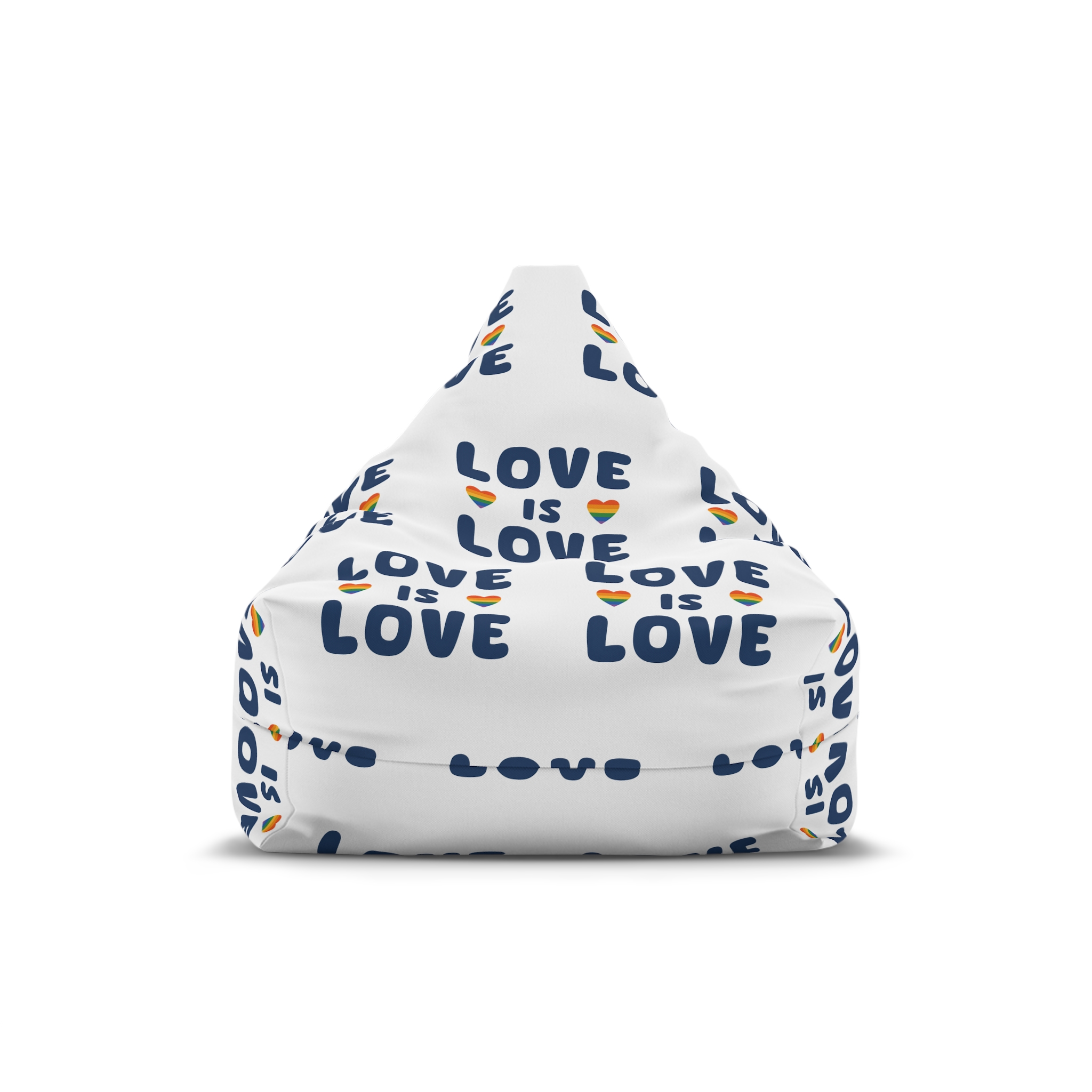Vector Illustration With Text Love Is Love With Rainbow Heart Symbols Representing Lgbtq Gay Pride Bean Bag Chair Cover