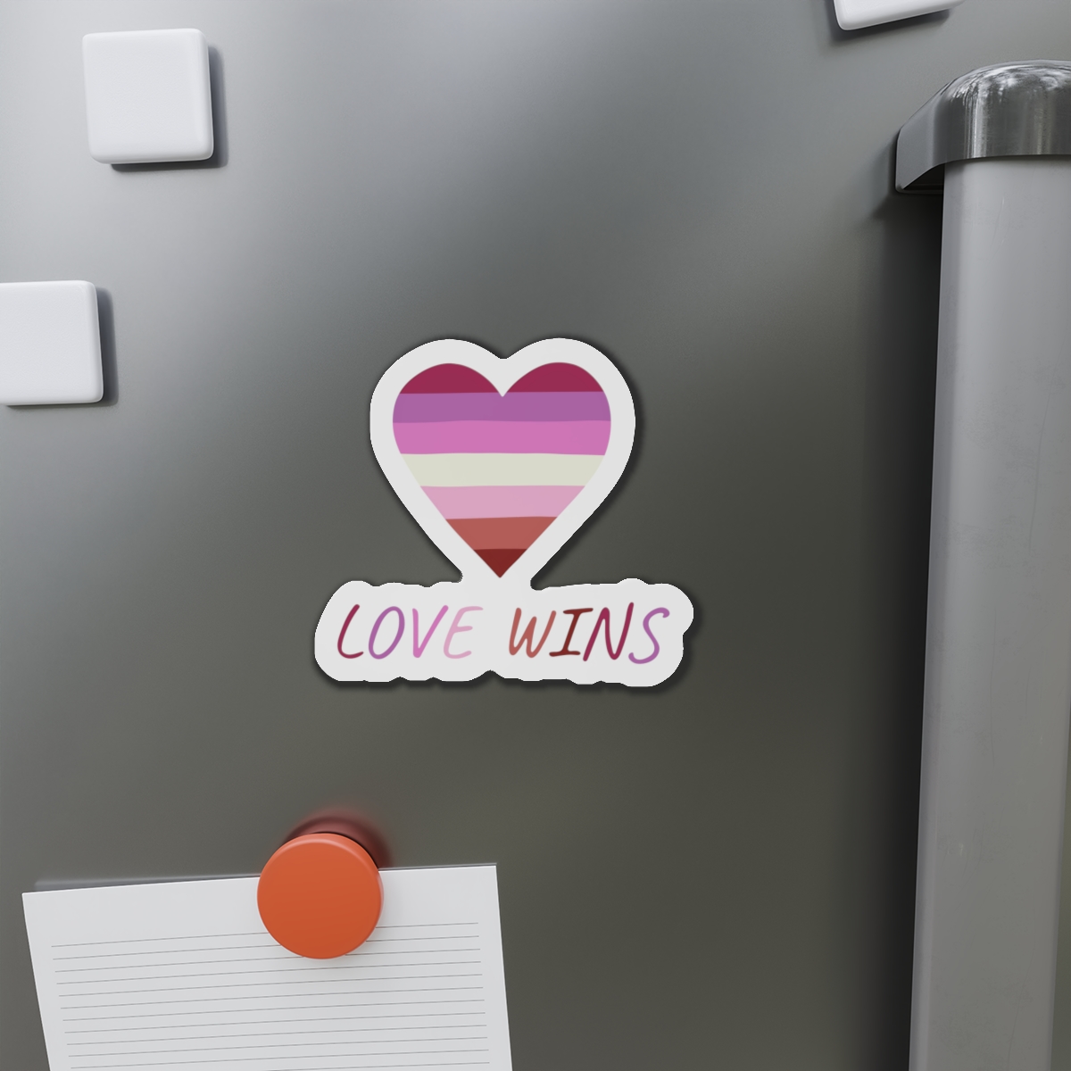 Colorful Heart Shape Lesbian Pride Flag Happy Pride Day Lgbtqia Community Pride Month Vector Hand Drawn Doodle Posters Stickers Logo Cards(2) Die Cut Magnets - Image 11