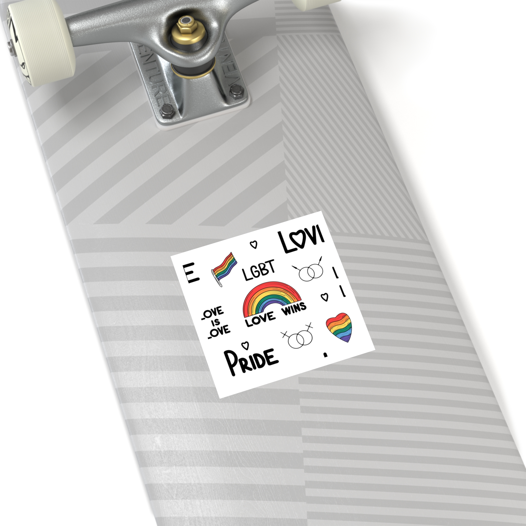 Lgbtq Pride Seamless Illustration Rainbow Hearts Love Symbols Laminate Stickers Square - Image 24