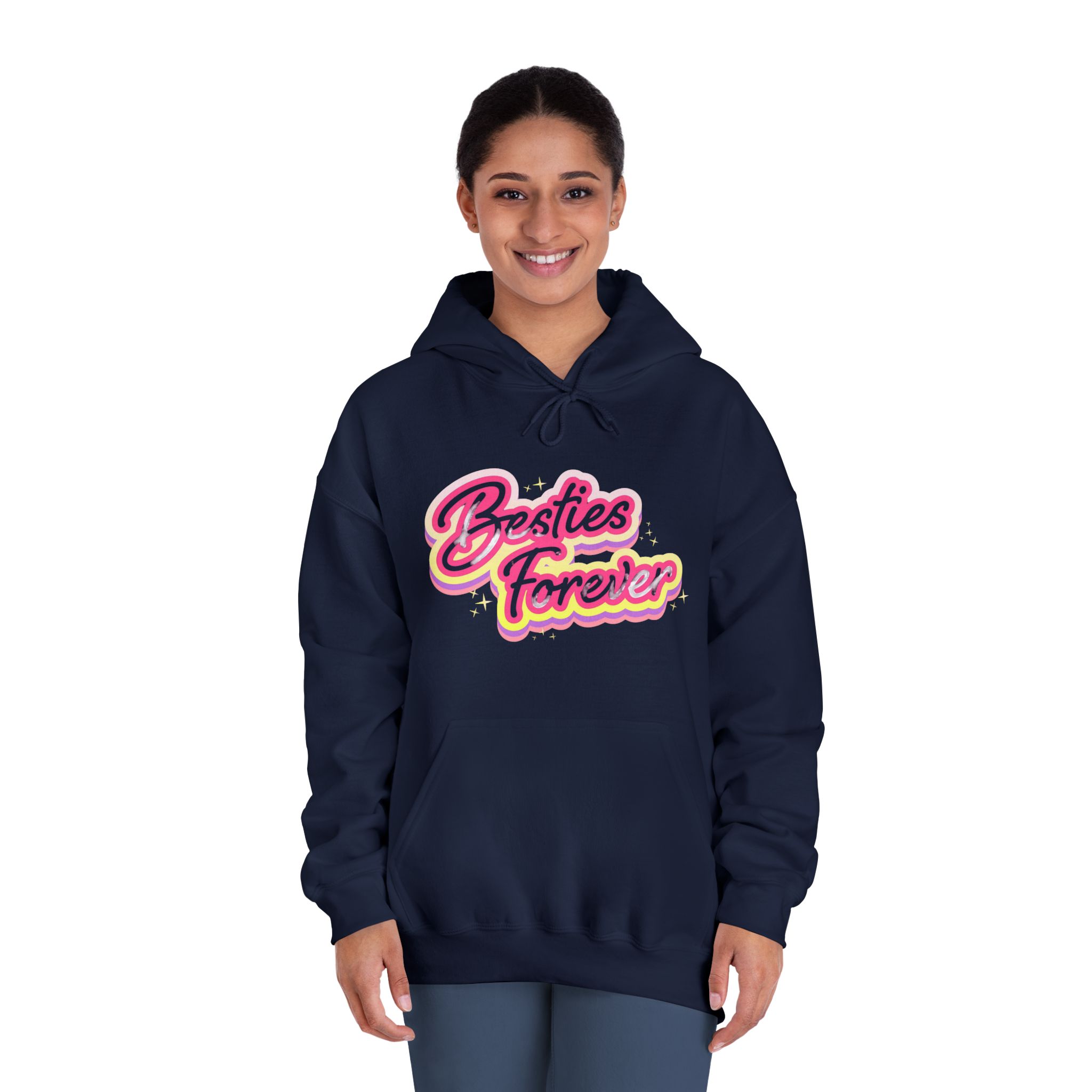 Pink Besties Forever Lettering Logo Unisex Dryblend Hooded Sweatshirt - Image 32