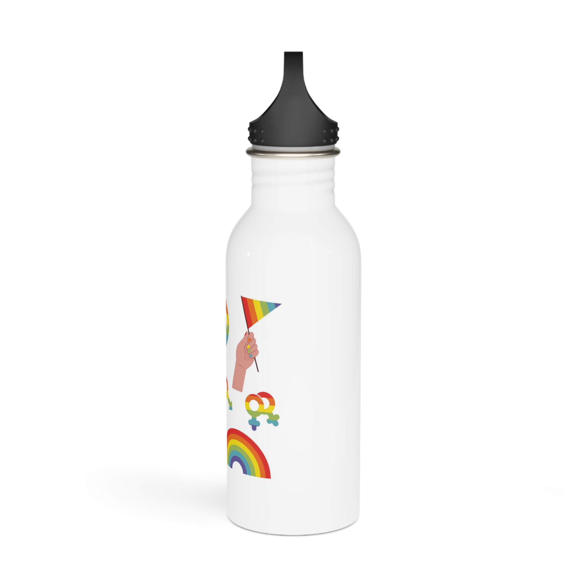 Flat Lgbt Pride Month Elements Collection Stainless Steel Water Bottle - Image 4