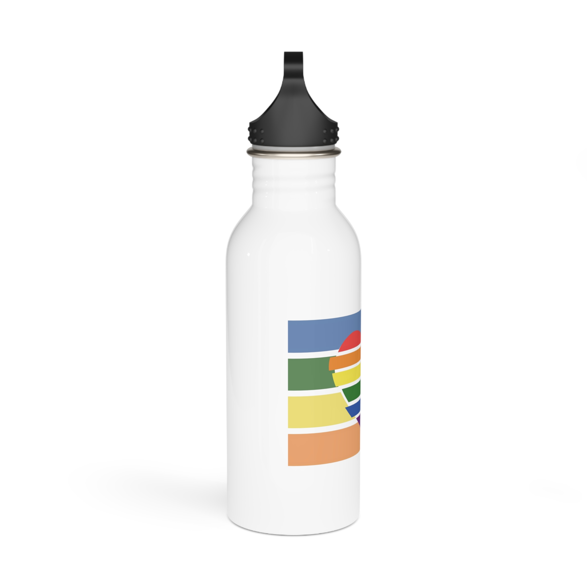 Banner With Rainbow Colors Heart Shape Lgbti Card Pride Flag Vector Illustration Stainless Steel Water Bottle - Image 2