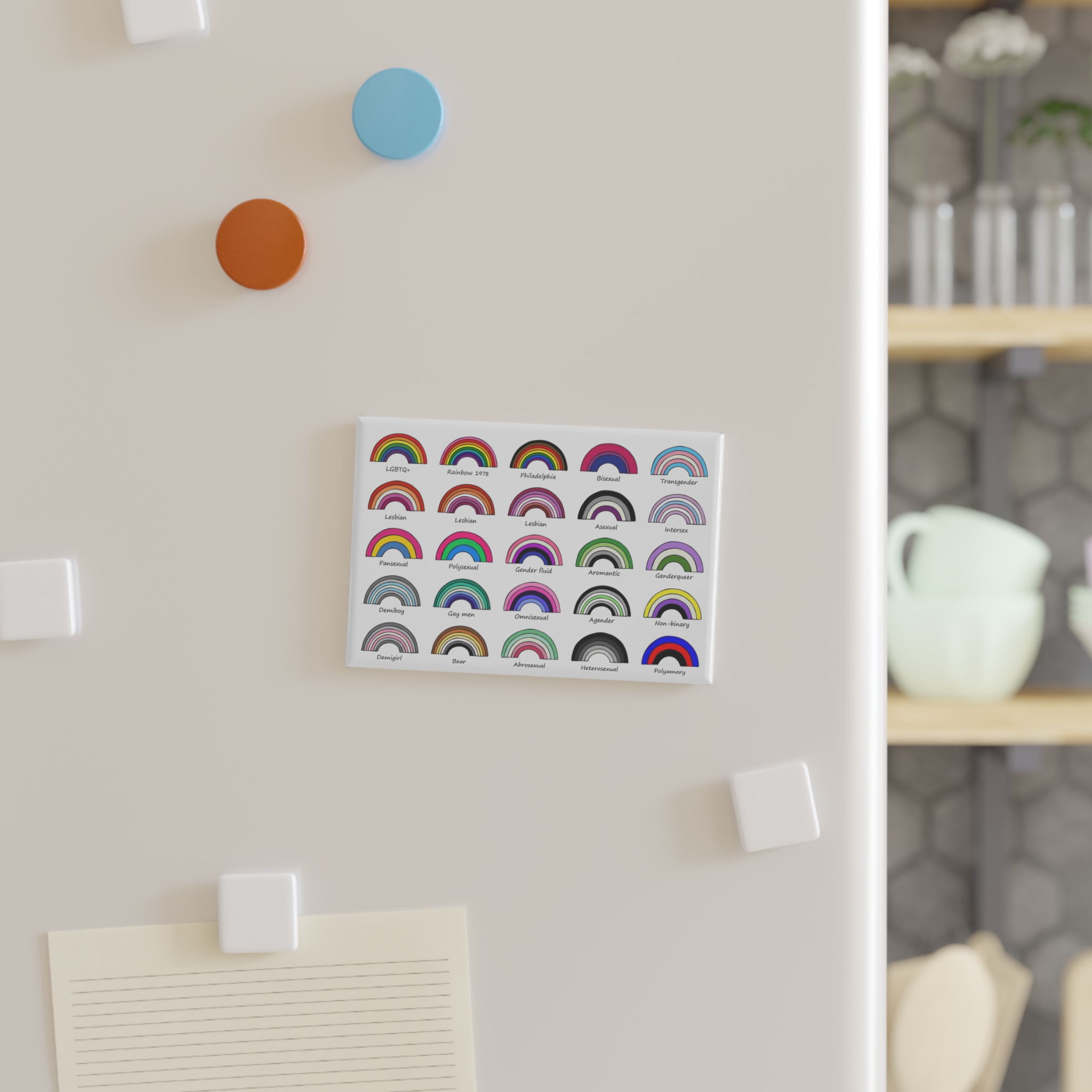 Set Colorful Lgbtq Pride Flag Rainbows Gender Equality Sexual Identity Pride Flags Collection Lgbtqia Community Pride Month Button Magnet Rectangle 1 And 10 Pcs - Image 3