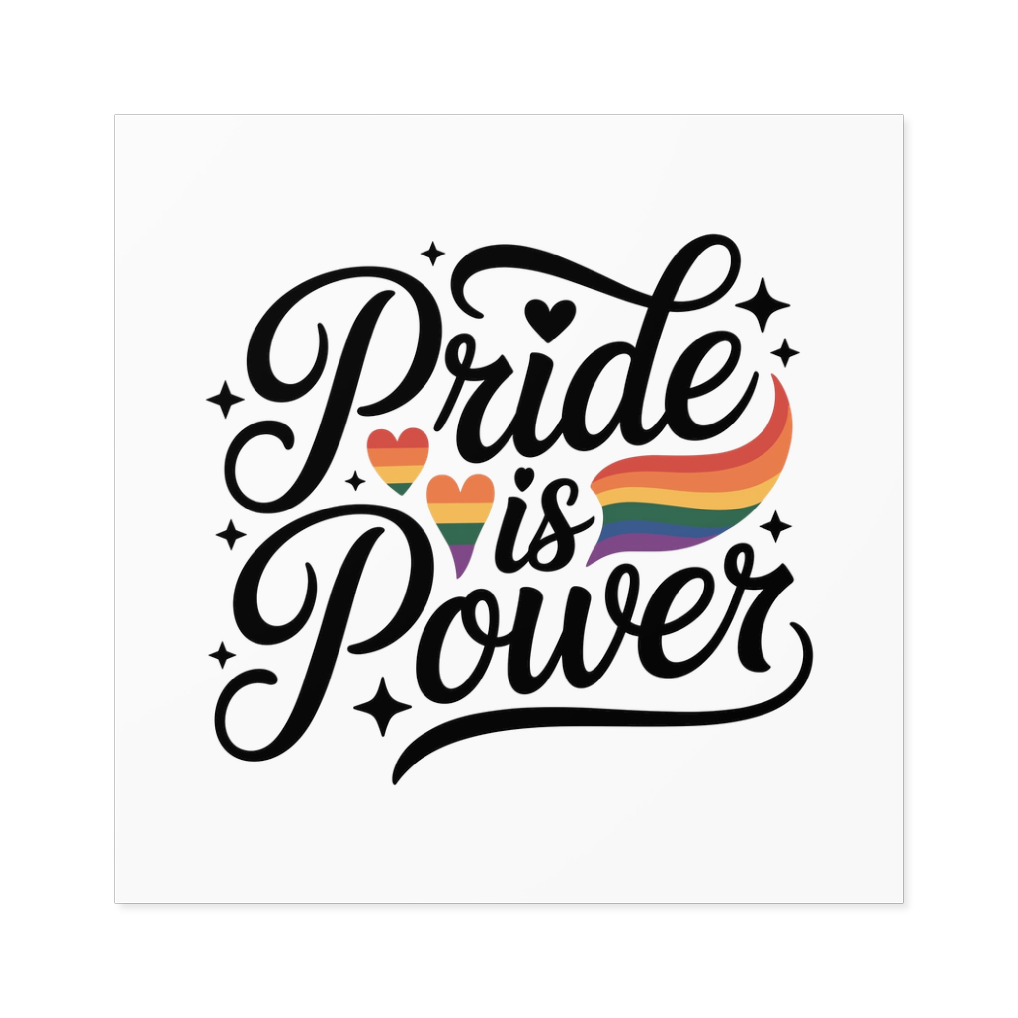 Pride Is Power T Shirt Design Isolated White Background 2 Laminate Stickers Square - Image 21