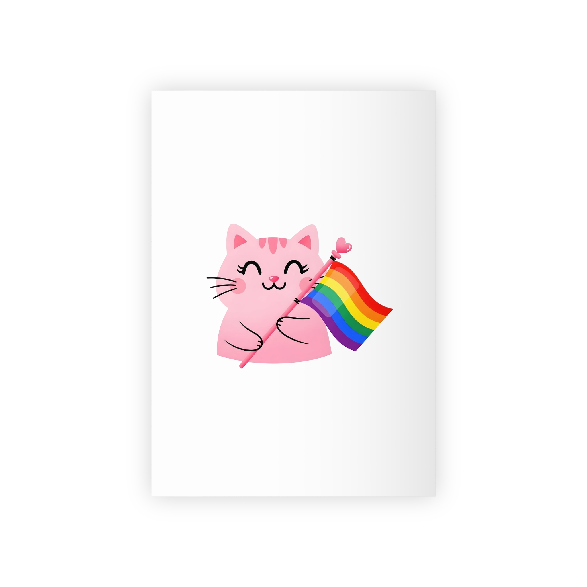 Cute Pink Cat With Rainbow Pride Flag Gift Wrapping Paper Rolls 1pc