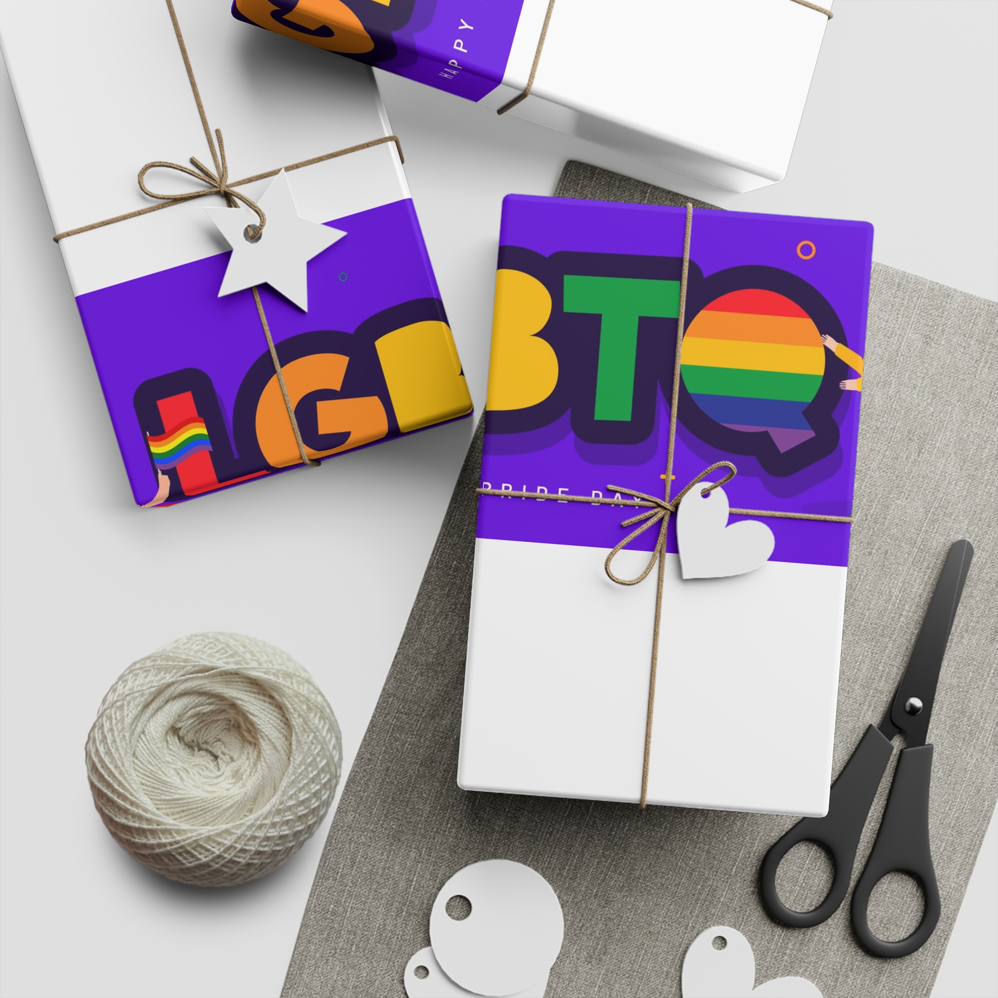 Lgbtq Community Banner Design With Illustration Gay Couple Gift Wrapping Paper Sheets 1pc - Image 2