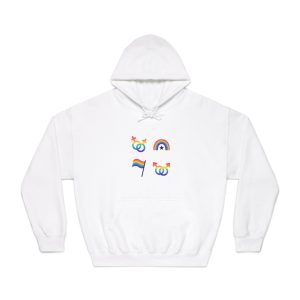 Lgbt Stickers Doodle Style Lgbtq Set Lgbt Pride Community Symbols Rainbow Colored Elements Flag Heart Rainbow Unisex Dryblend Hooded Sweatshirt