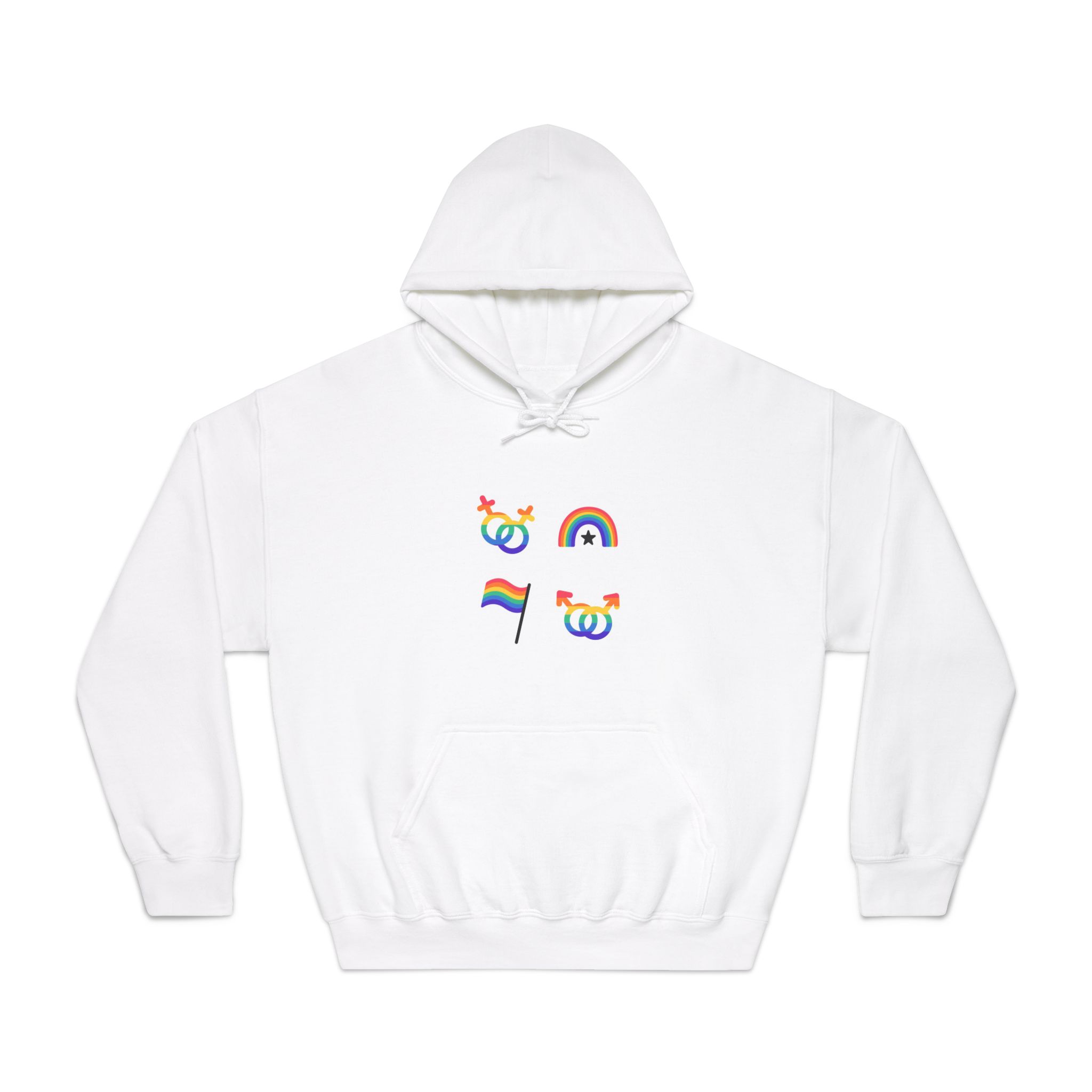 Lgbt Stickers Doodle Style Lgbtq Set Lgbt Pride Community Symbols Rainbow Colored Elements Flag Heart Rainbow Unisex Dryblend Hooded Sweatshirt