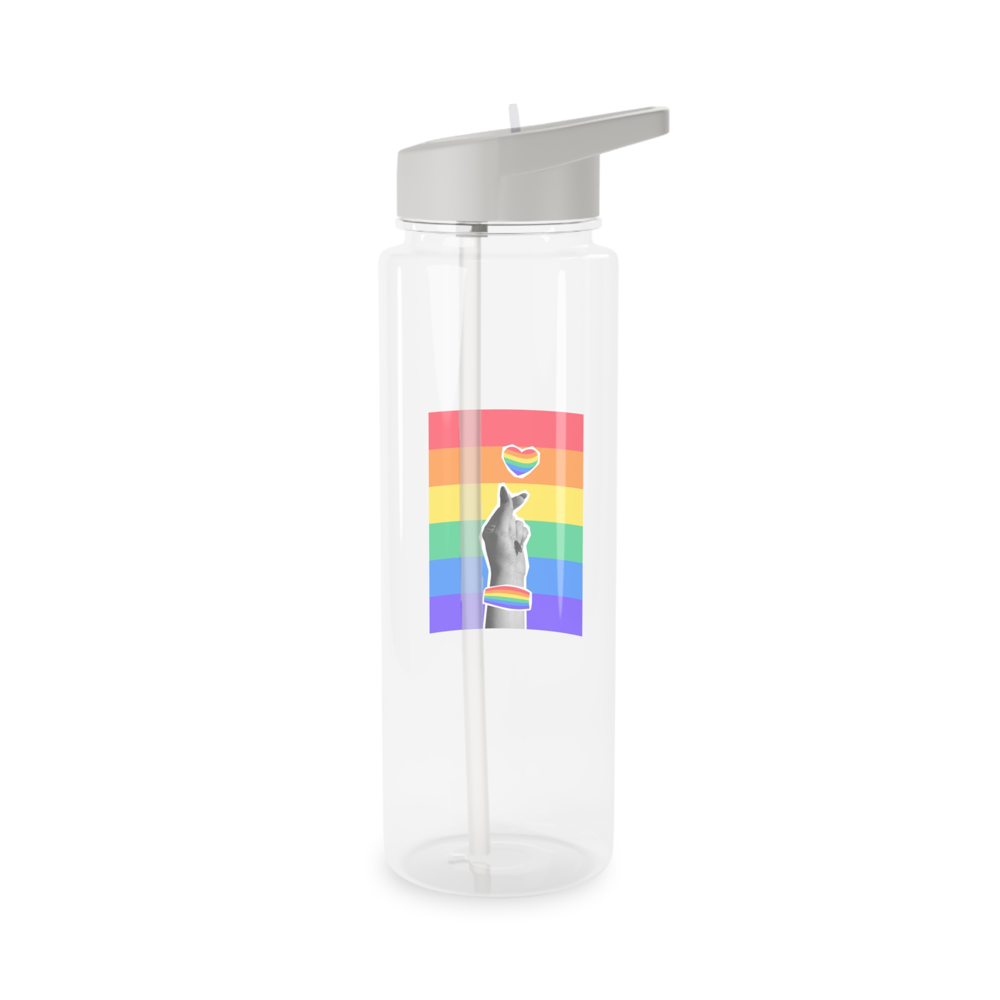Lgbtq Trendy Retro Collage Halftone Hands Tritan Water Bottle - Image 6