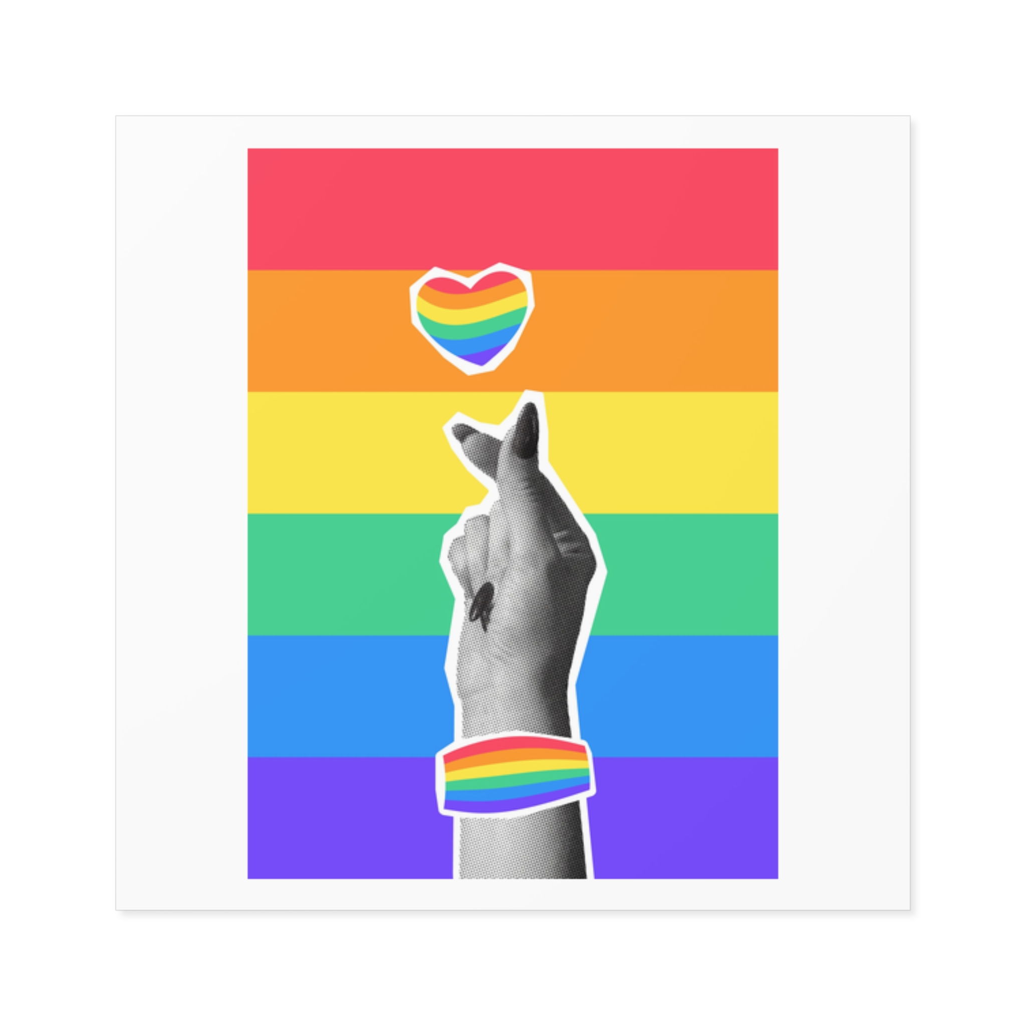 Lgbtq Trendy Retro Collage Halftone Hands Laminate Stickers Square - Image 9