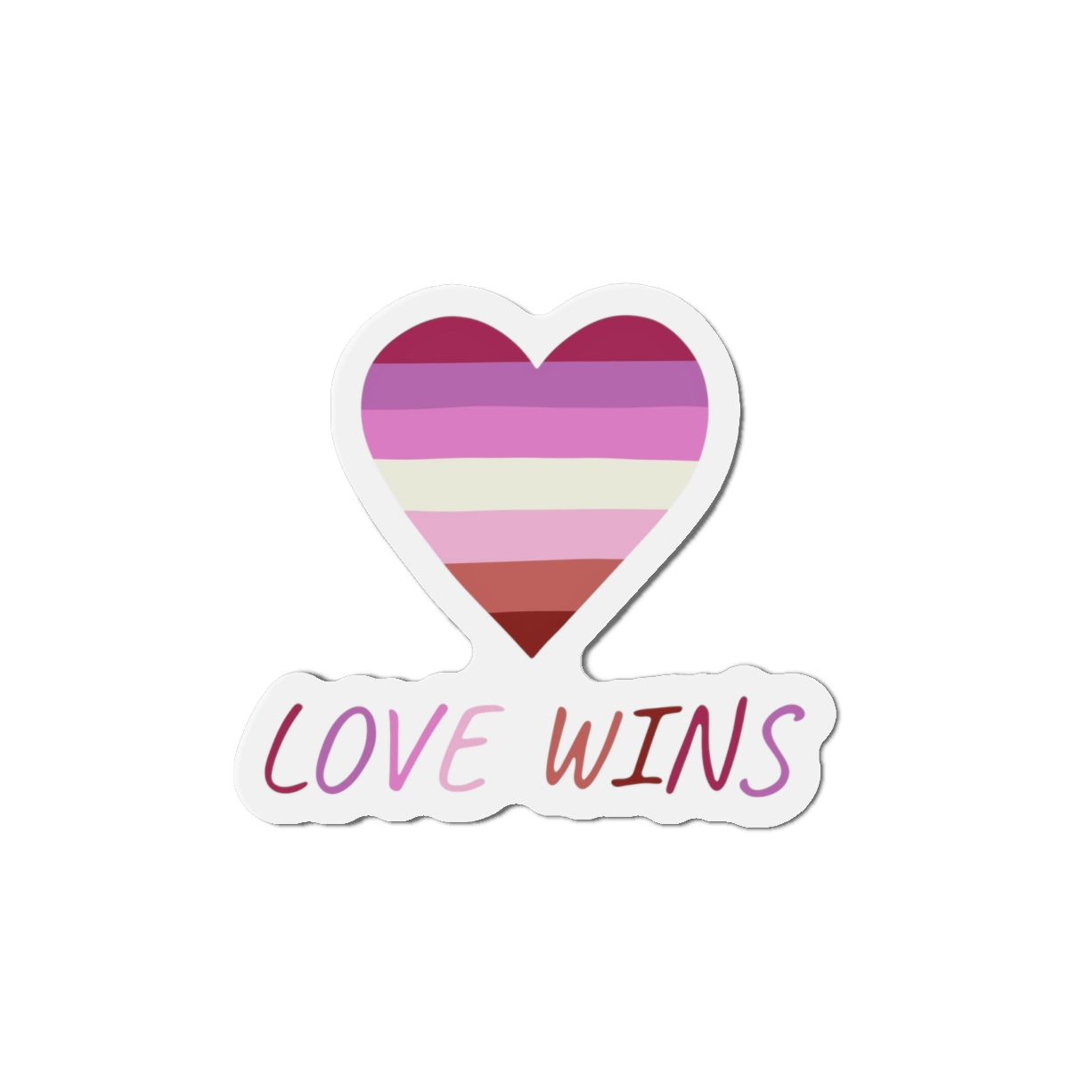 Colorful Heart Shape Lesbian Pride Flag Happy Pride Day Lgbtqia Community Pride Month Vector Hand Drawn Doodle Posters Stickers Logo Cards(2) Die Cut Magnets - Image 7
