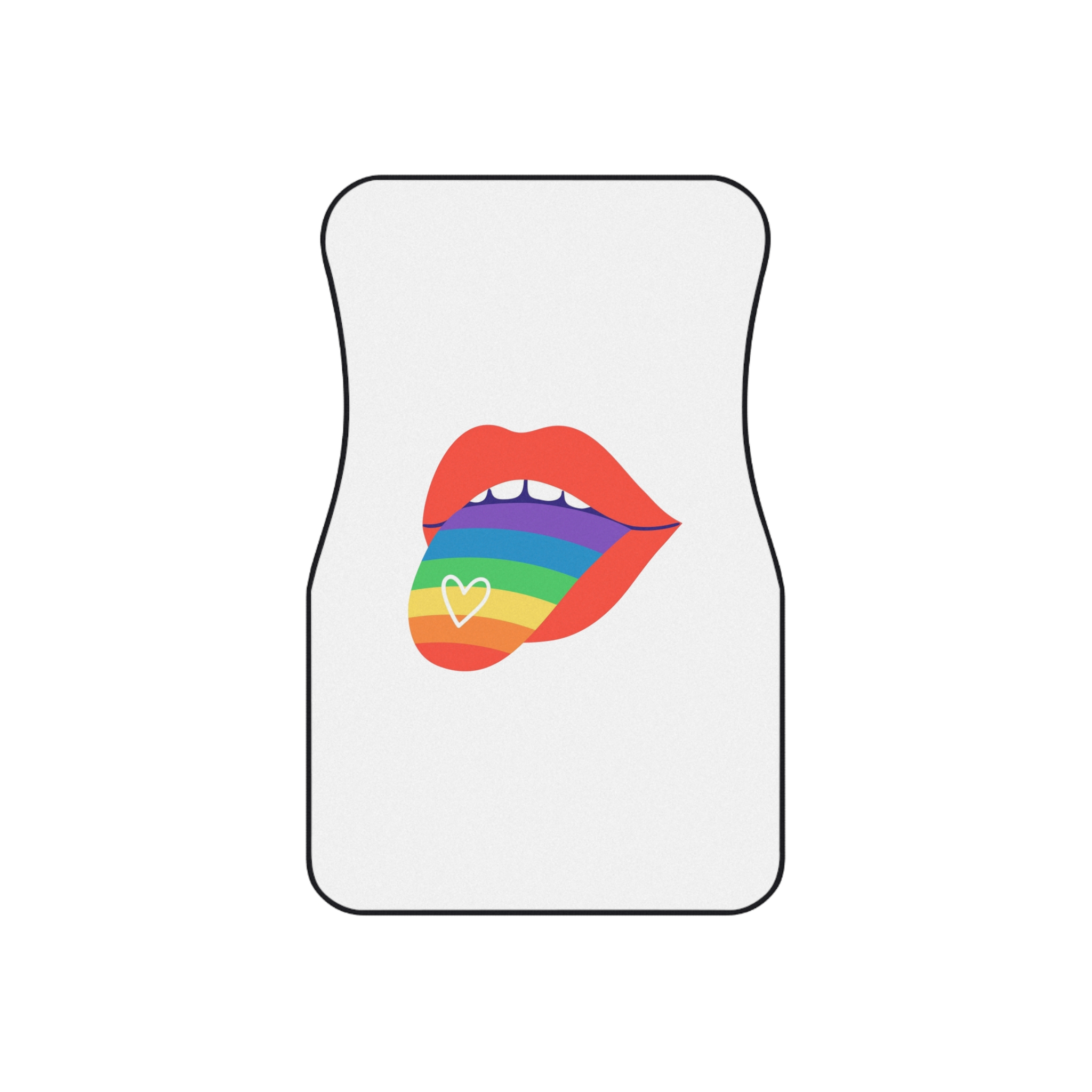 Open Red Lips With Rainbow Tongue Hand Drawn Vector Illustration Car Mats Set Of 4 - Image 2